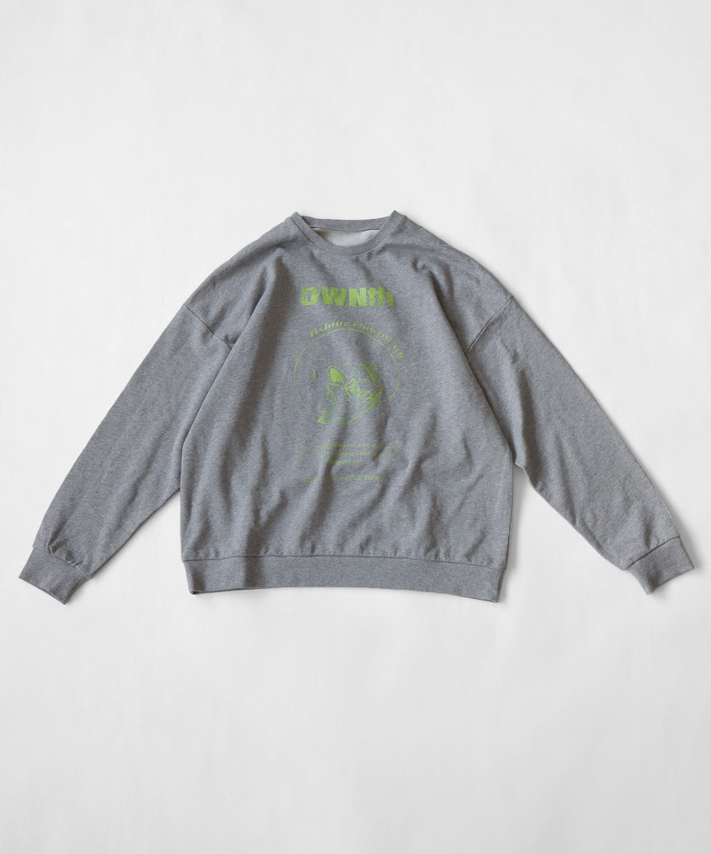 "Fishing Club Ownth" Crack Print Over Crew Neck Pullover Unisex