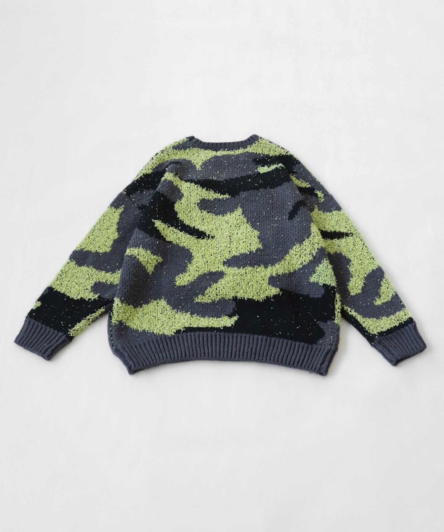 Mixed yarn crew neck Camouflage knit Unisex