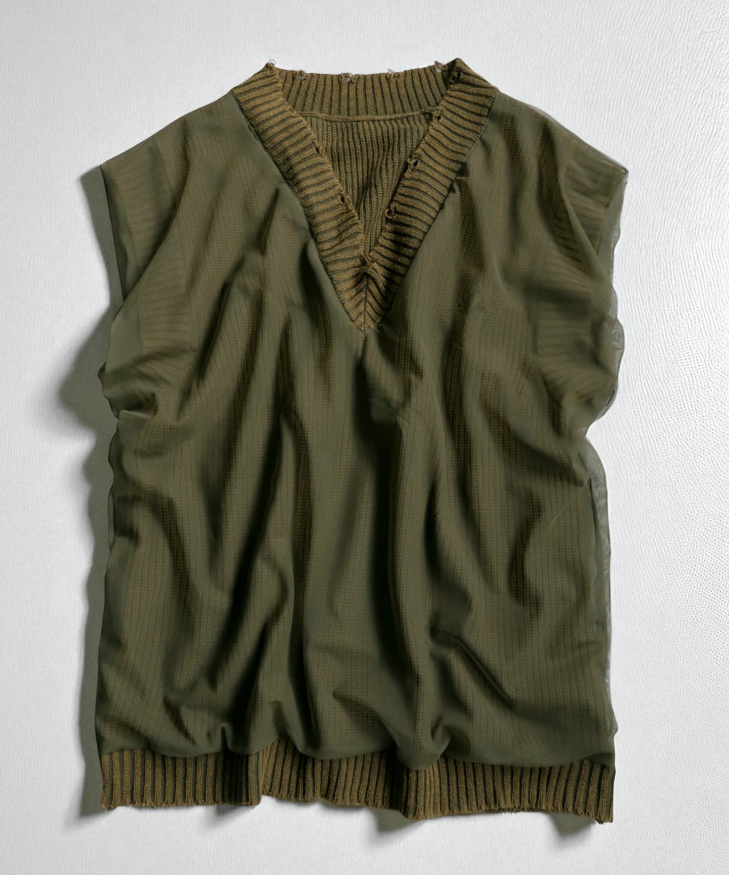 OWNth Tulle Design Distressed Knit Vest Ladies