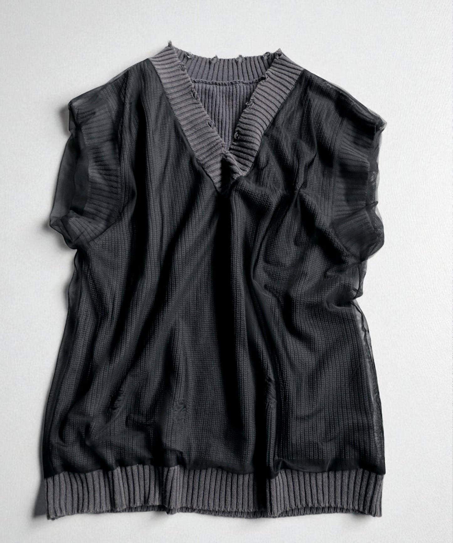 OWNth Tulle Design Distressed Knit Vest Ladies