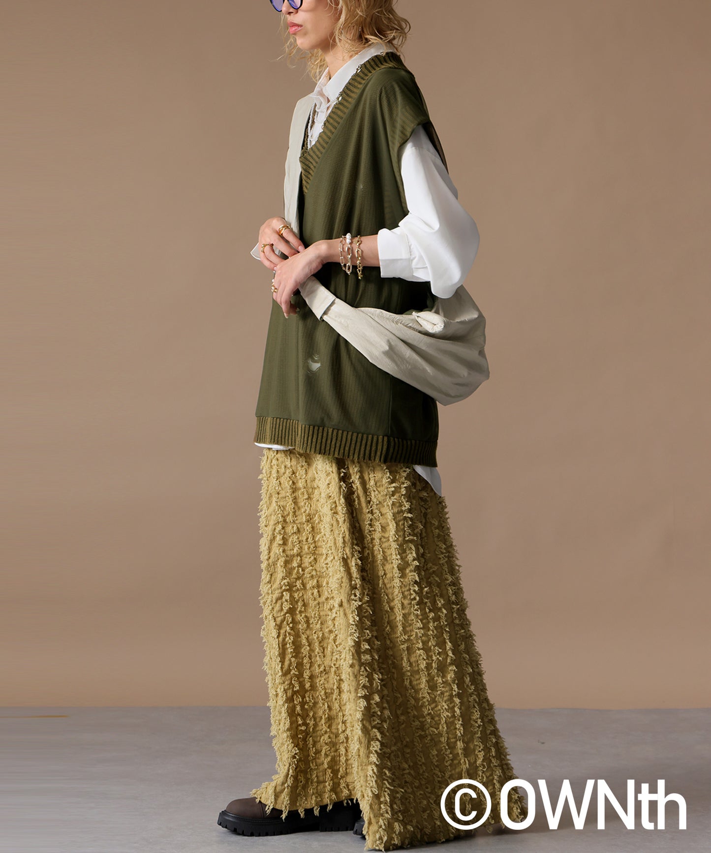 OWNth Tulle Design Distressed Knit Vest Ladies