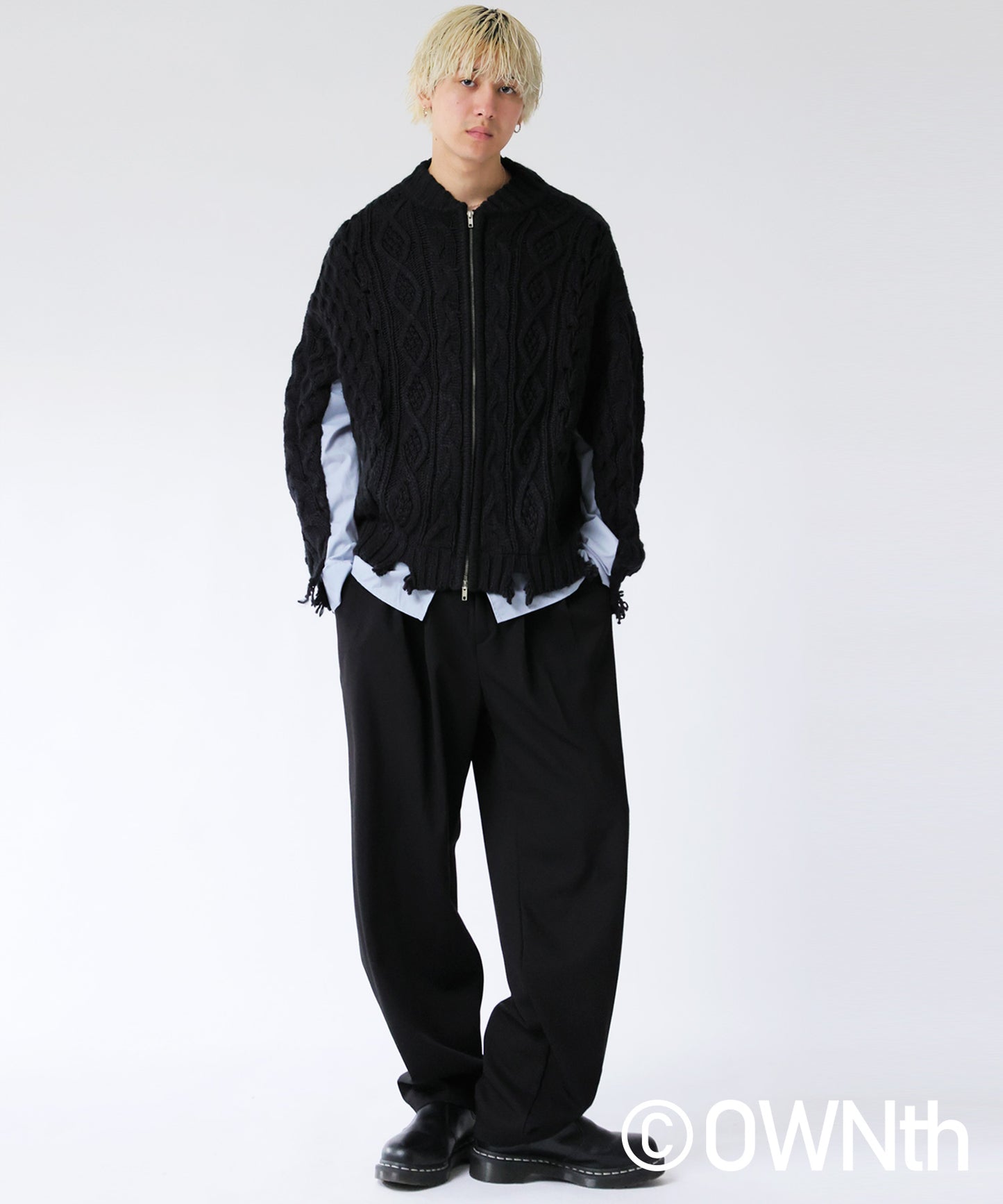 OWNth Cable Knit Zip Cardigan Men's