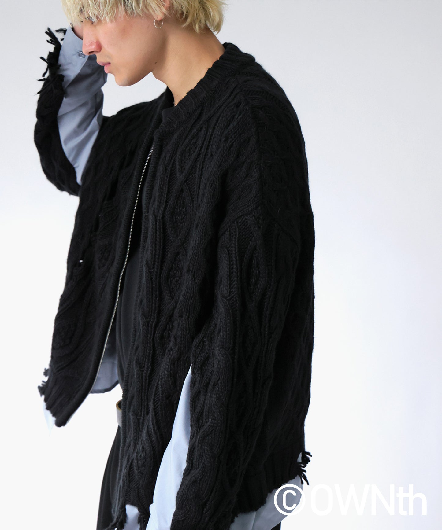 OWNth Cable Knit Zip Cardigan Men's