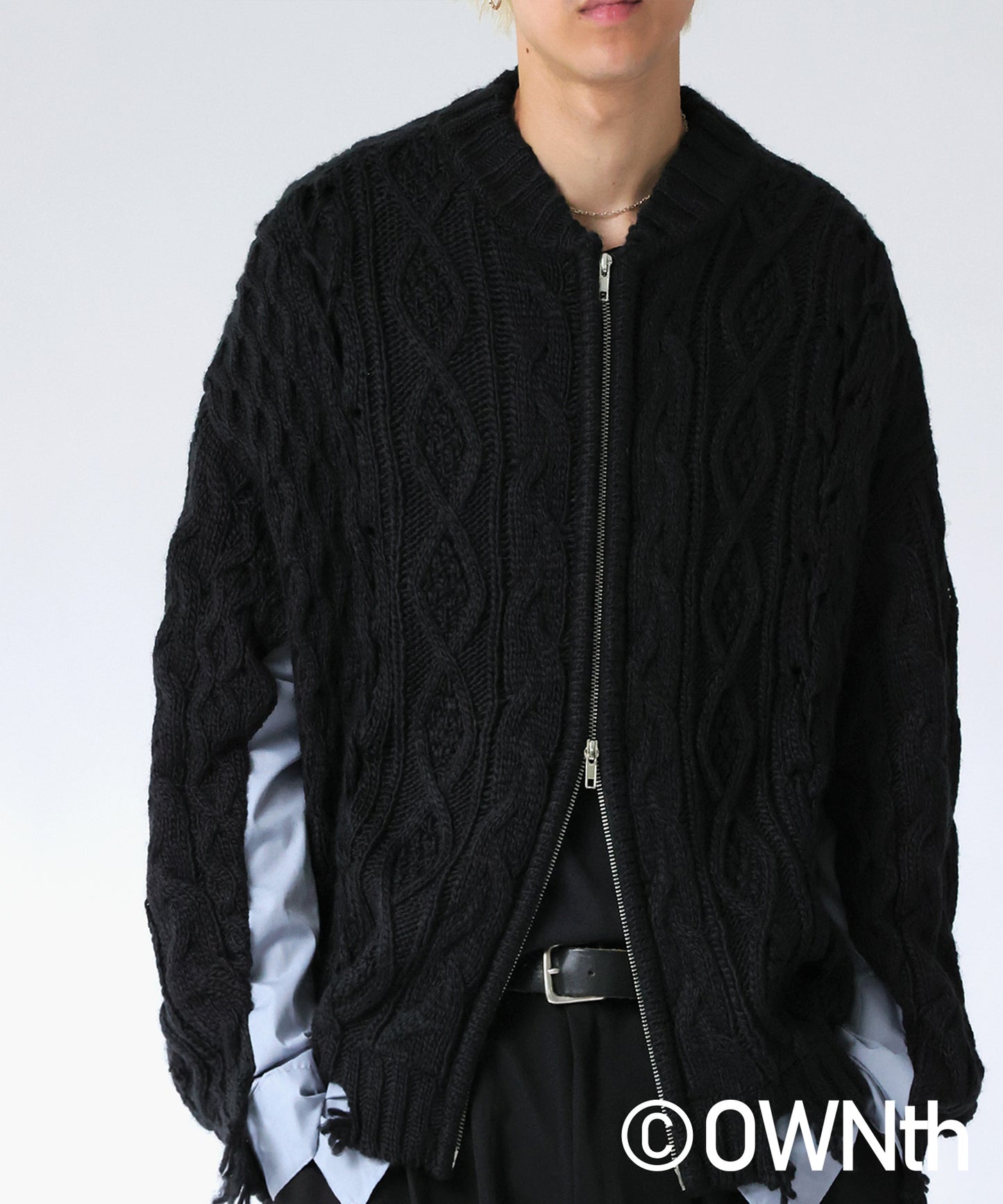 OWNth Cable Knit Zip Cardigan Men's