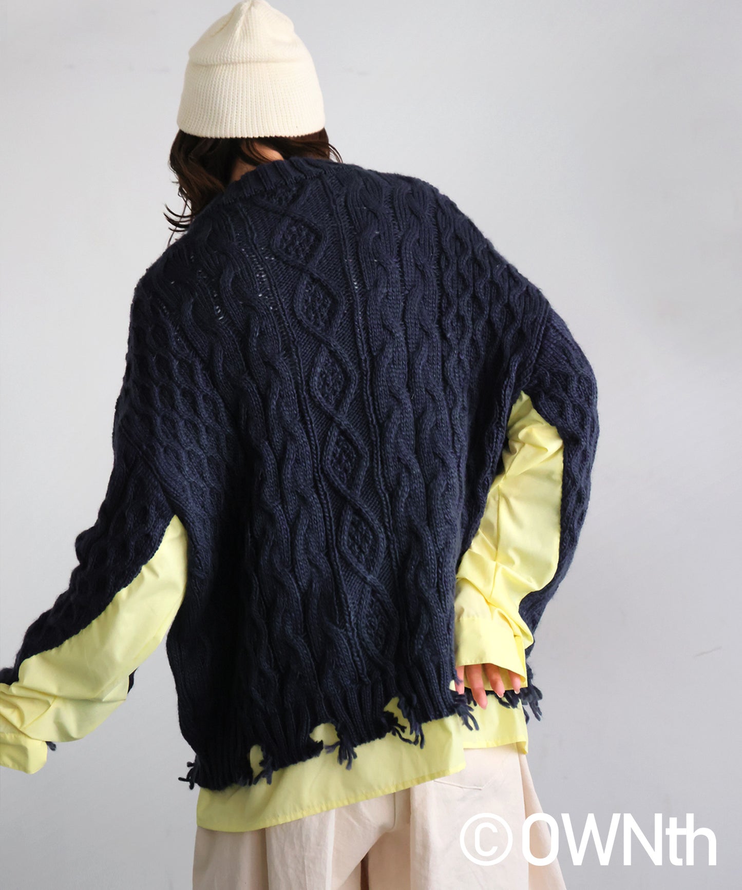 OWNth Cable Knit Zip Cardigan Ladies