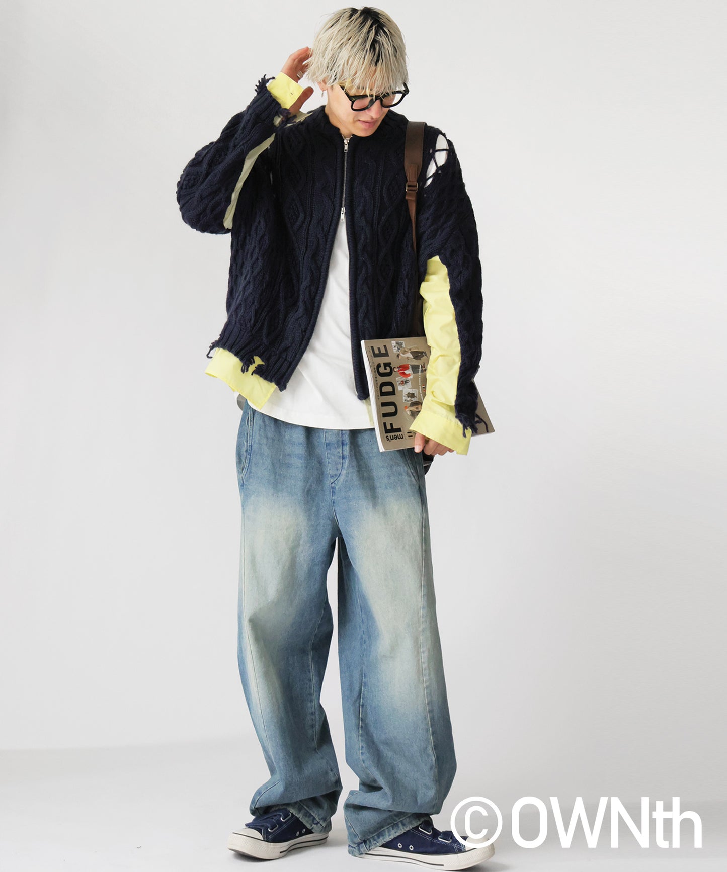 OWNth Cable Knit Zip Cardigan Men's