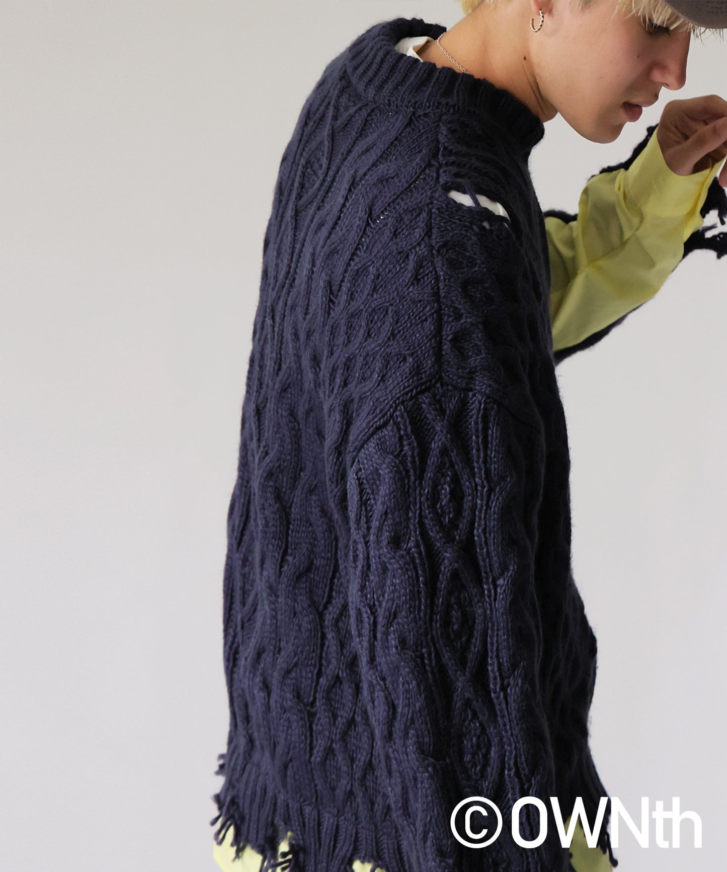 OWNth Cable Knit Zip Cardigan Men's