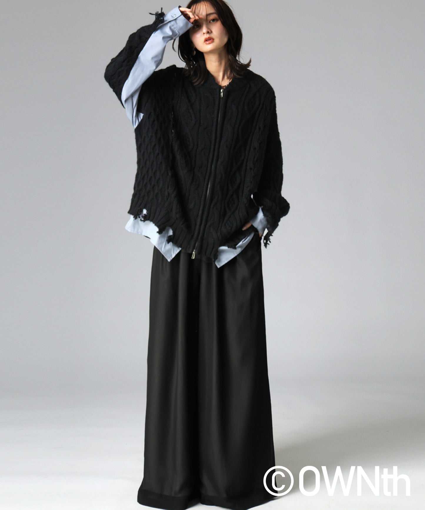 OWNth Cable Knit Zip Cardigan Ladies