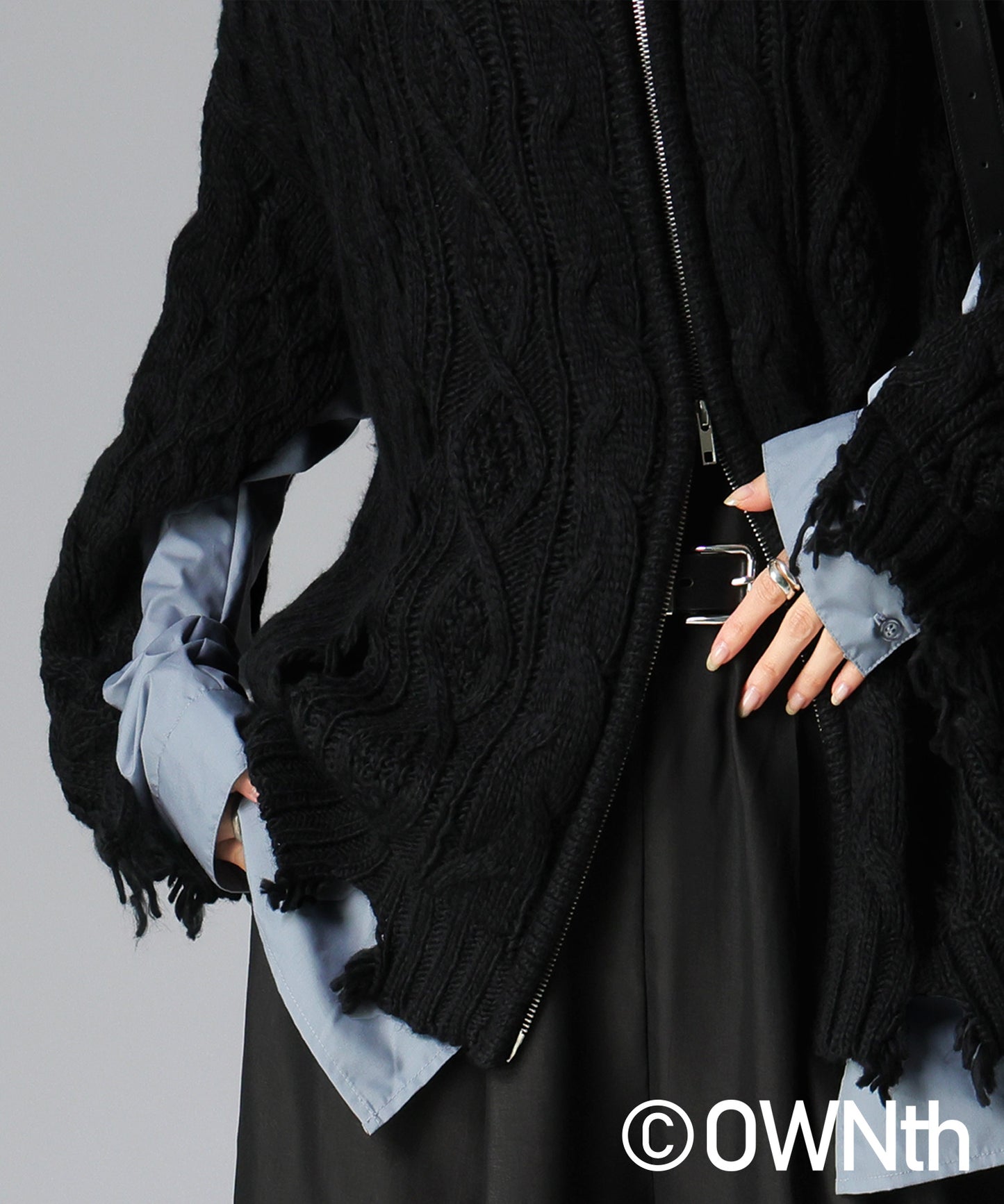 OWNth Cable Knit Zip Cardigan Ladies