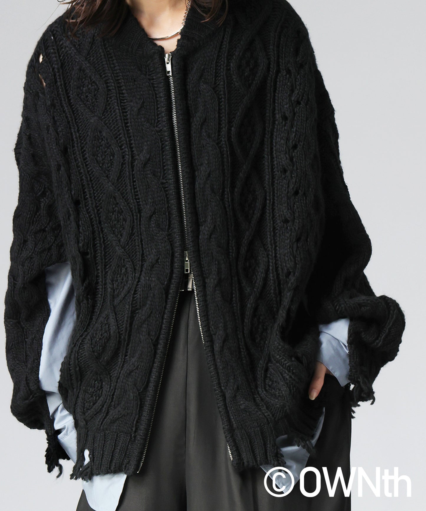 OWNth Cable Knit Zip Cardigan Ladies