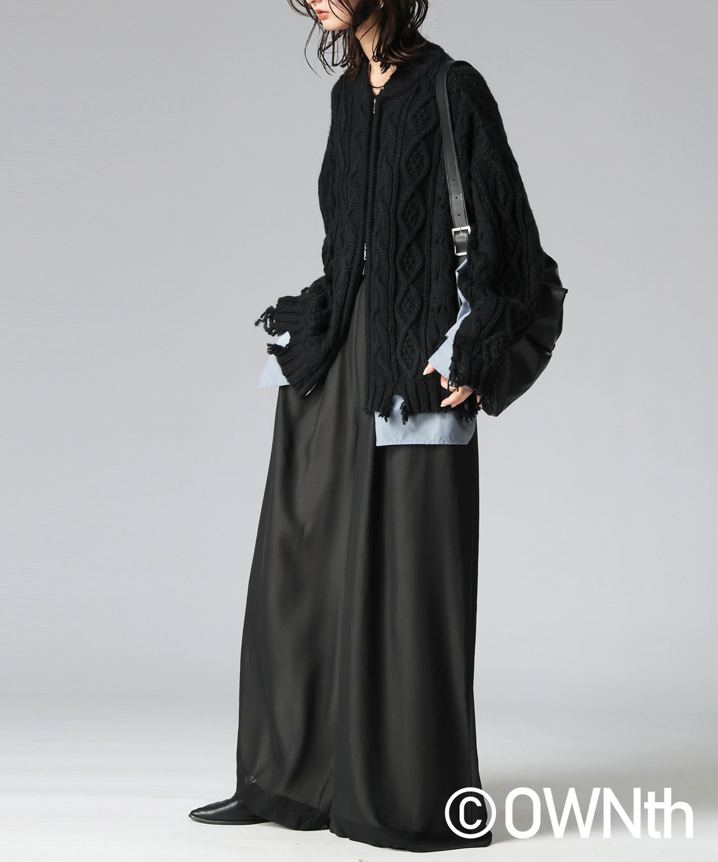 OWNth Cable Knit Zip Cardigan Ladies