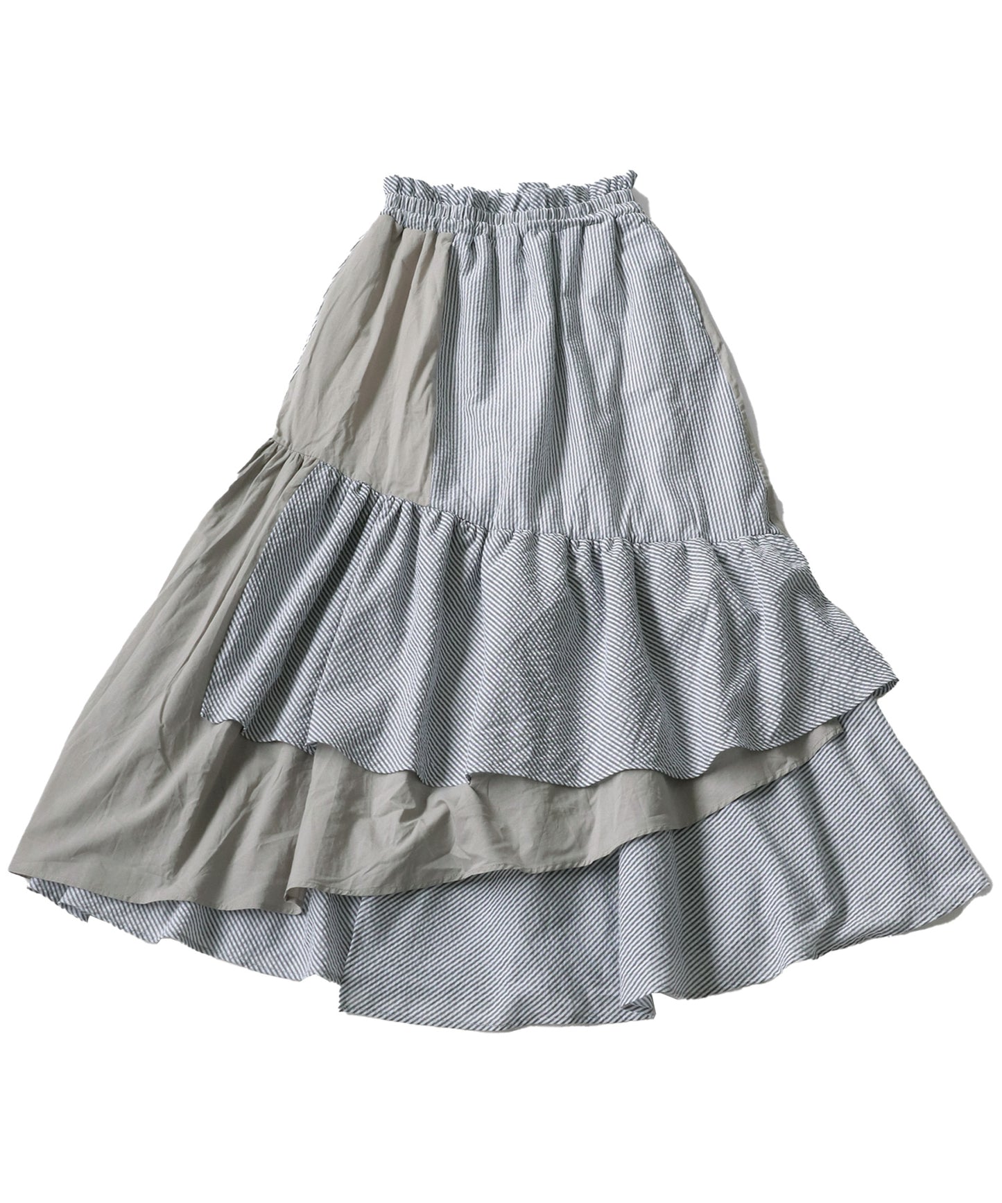 Striped Gathered Flare Skirt Ladies