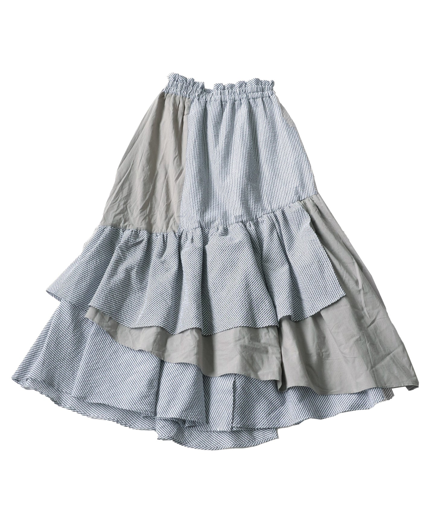 Striped Gathered Flare Skirt Ladies