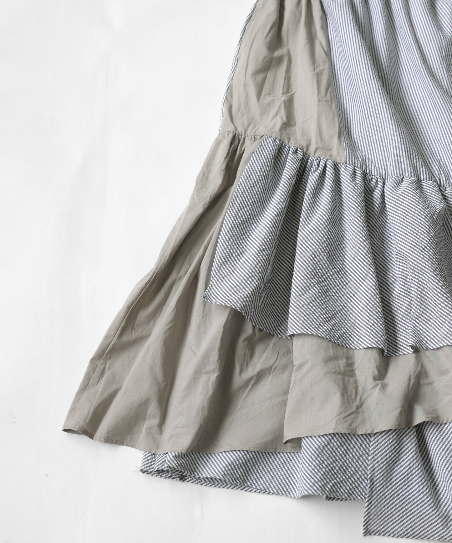 Striped Gathered Flare Skirt Ladies