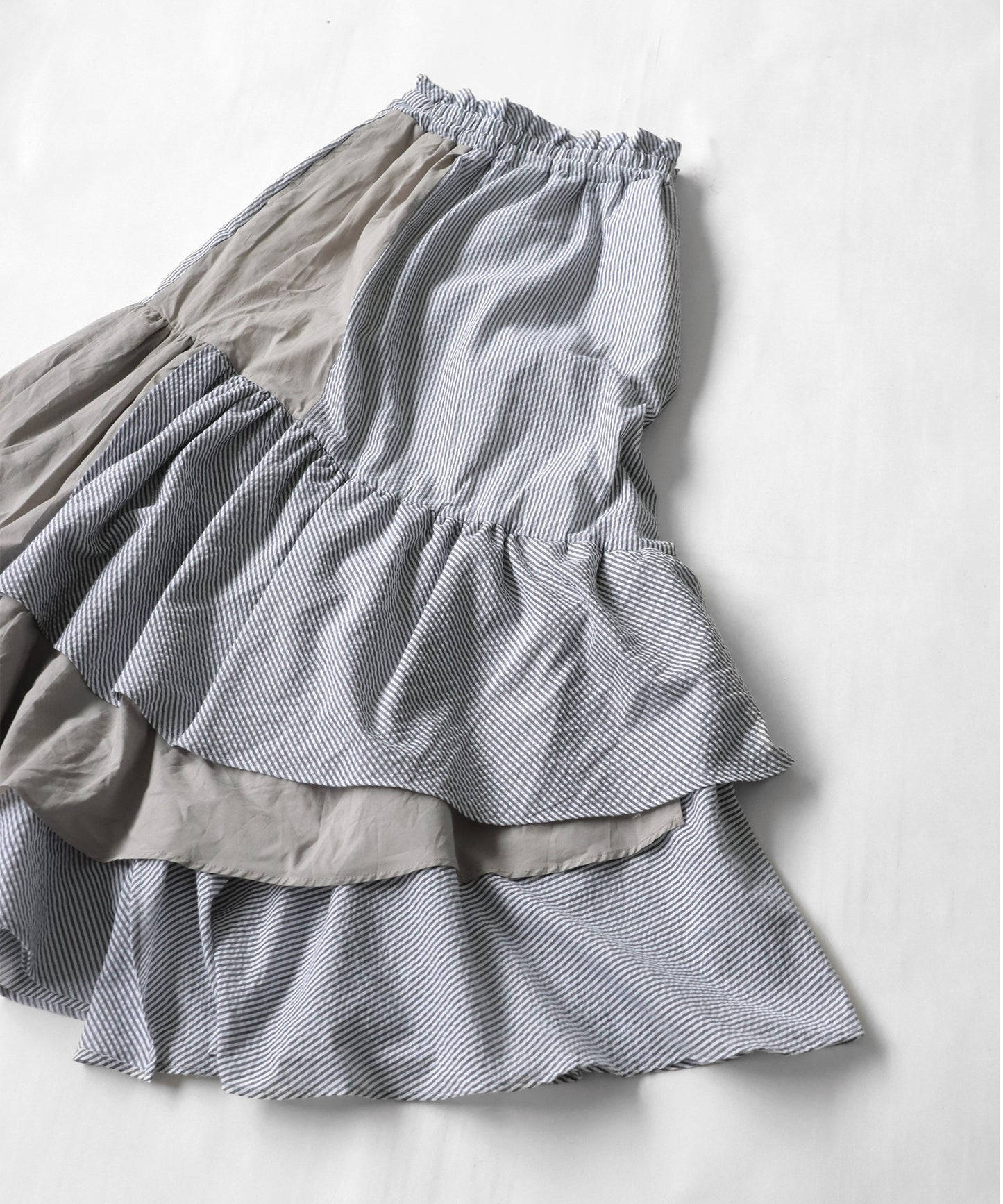 Striped Gathered Flare Skirt Ladies