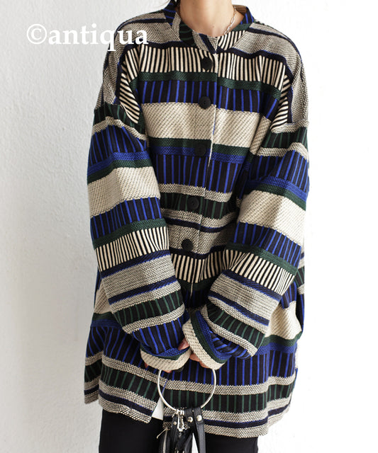 Ladies Knitted Cardigan Horizontal striped