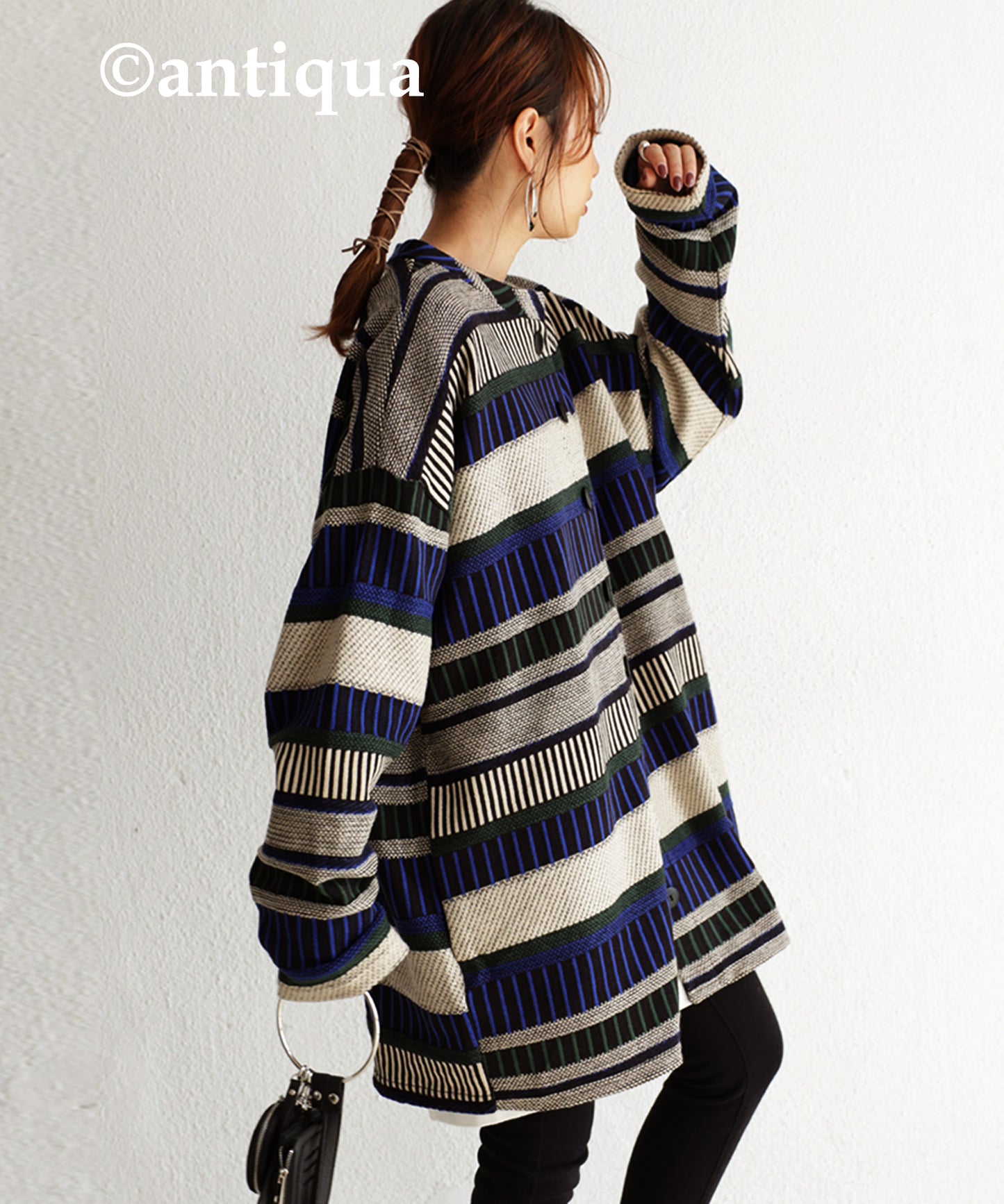 Ladies Knitted Cardigan Horizontal striped