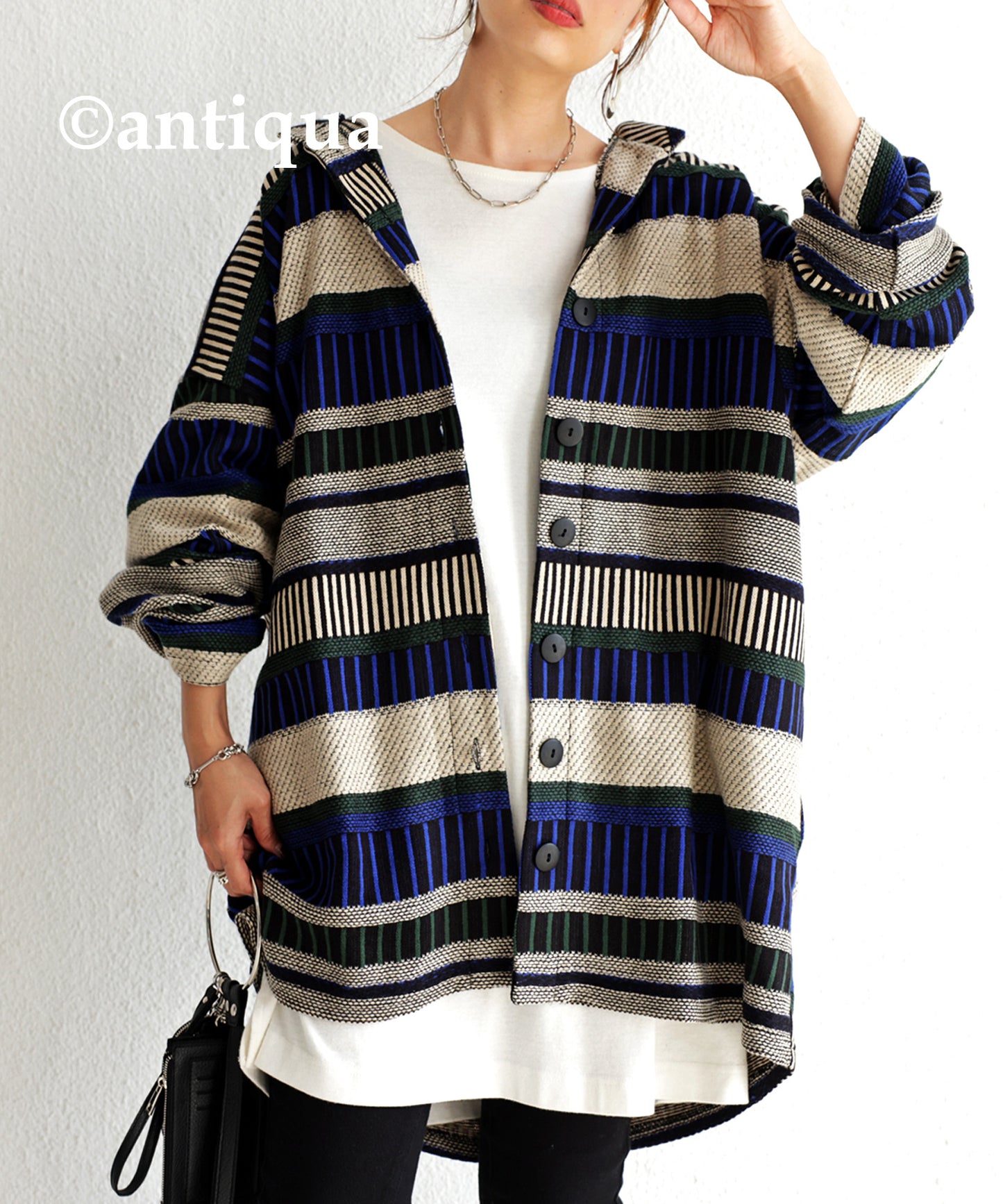 Ladies Knitted Cardigan Horizontal striped