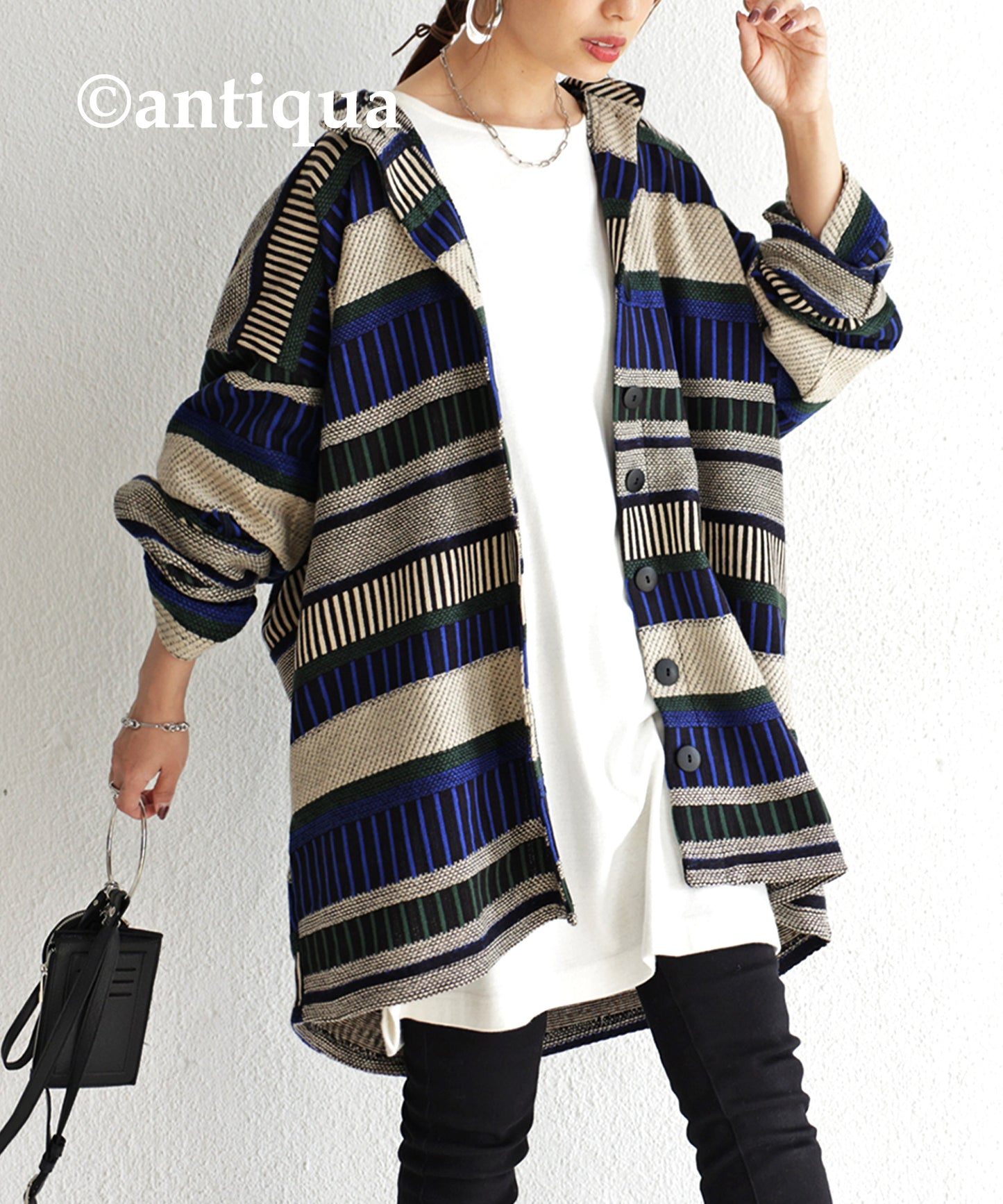 Ladies Knitted Cardigan Horizontal striped