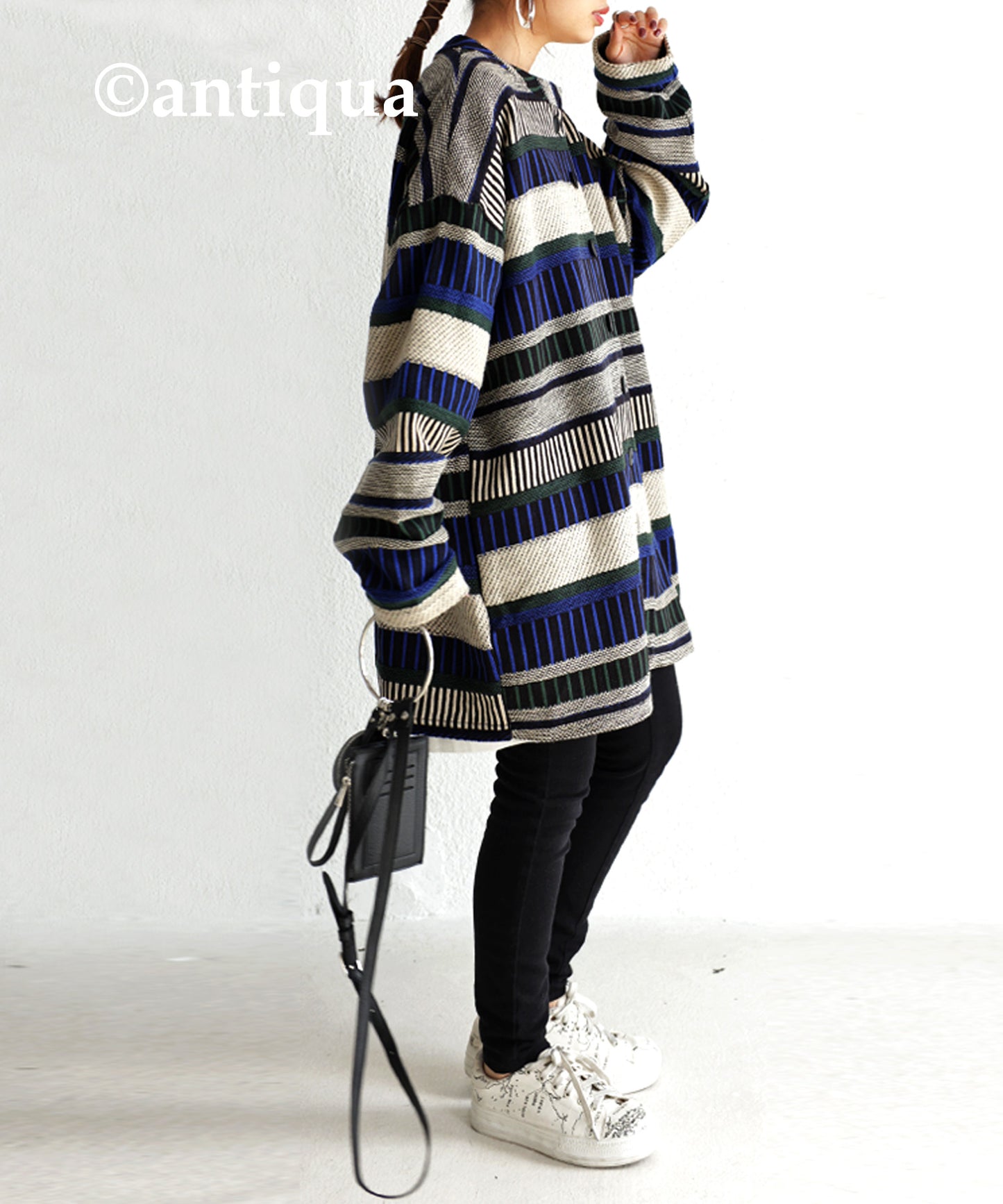 Ladies Knitted Cardigan Horizontal striped