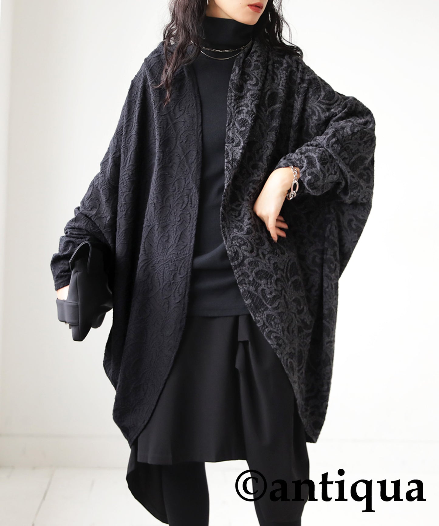 Ladies cardigan Dolman sleeve Damask pattern