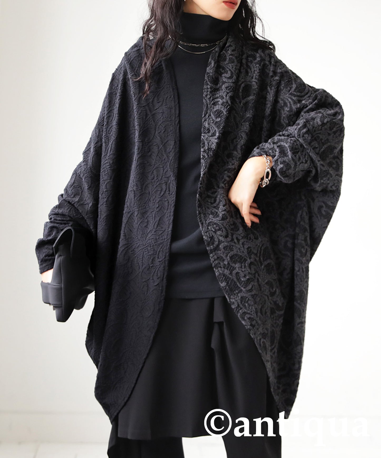 Ladies cardigan Dolman sleeve Damask pattern