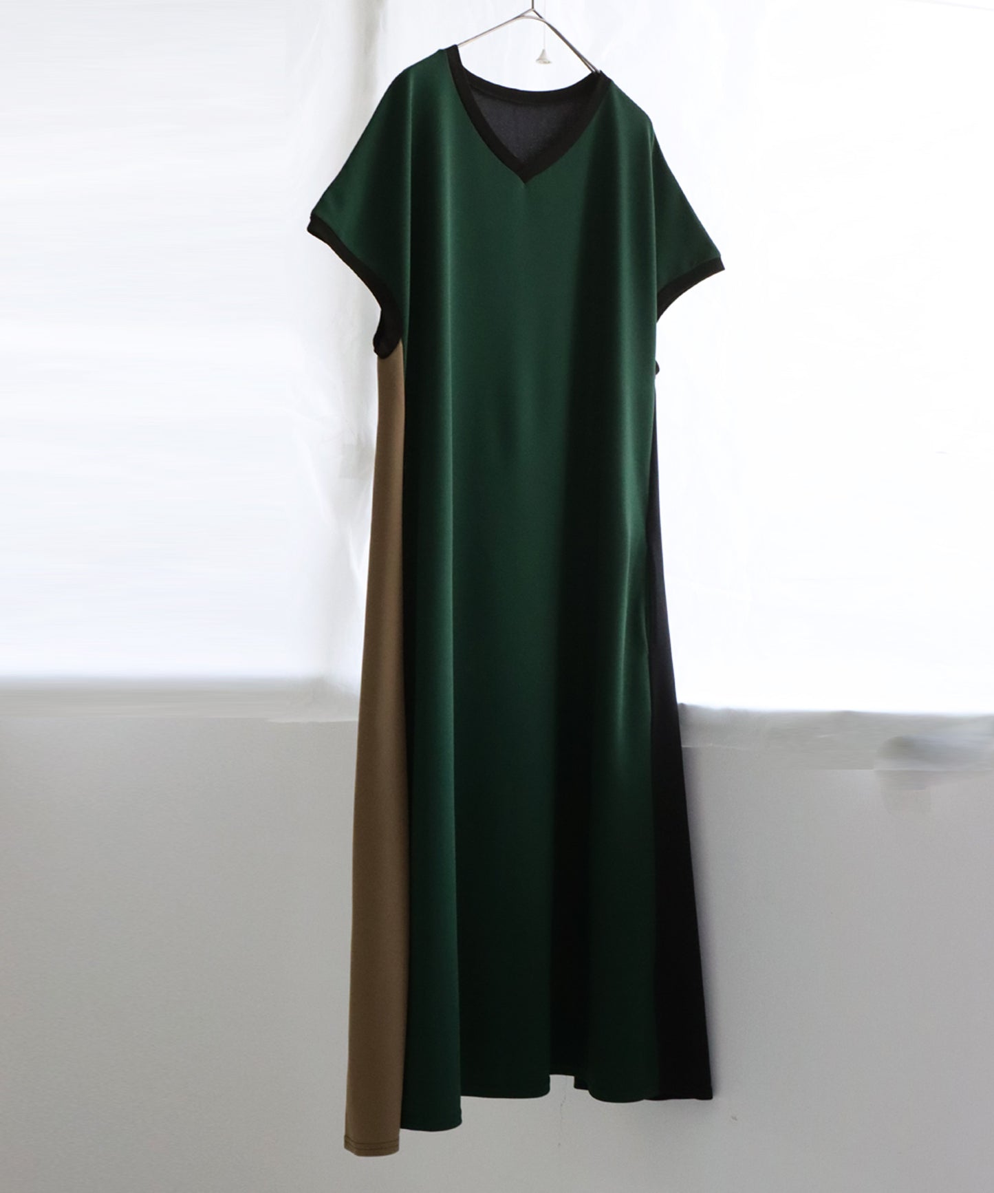 Bicolor Ladies Casual Long dress short sleeve