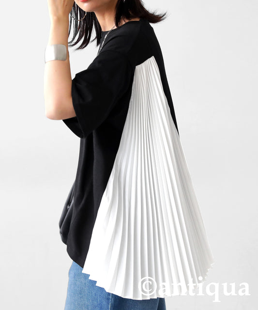 Pleated switching Ladies T-shirt