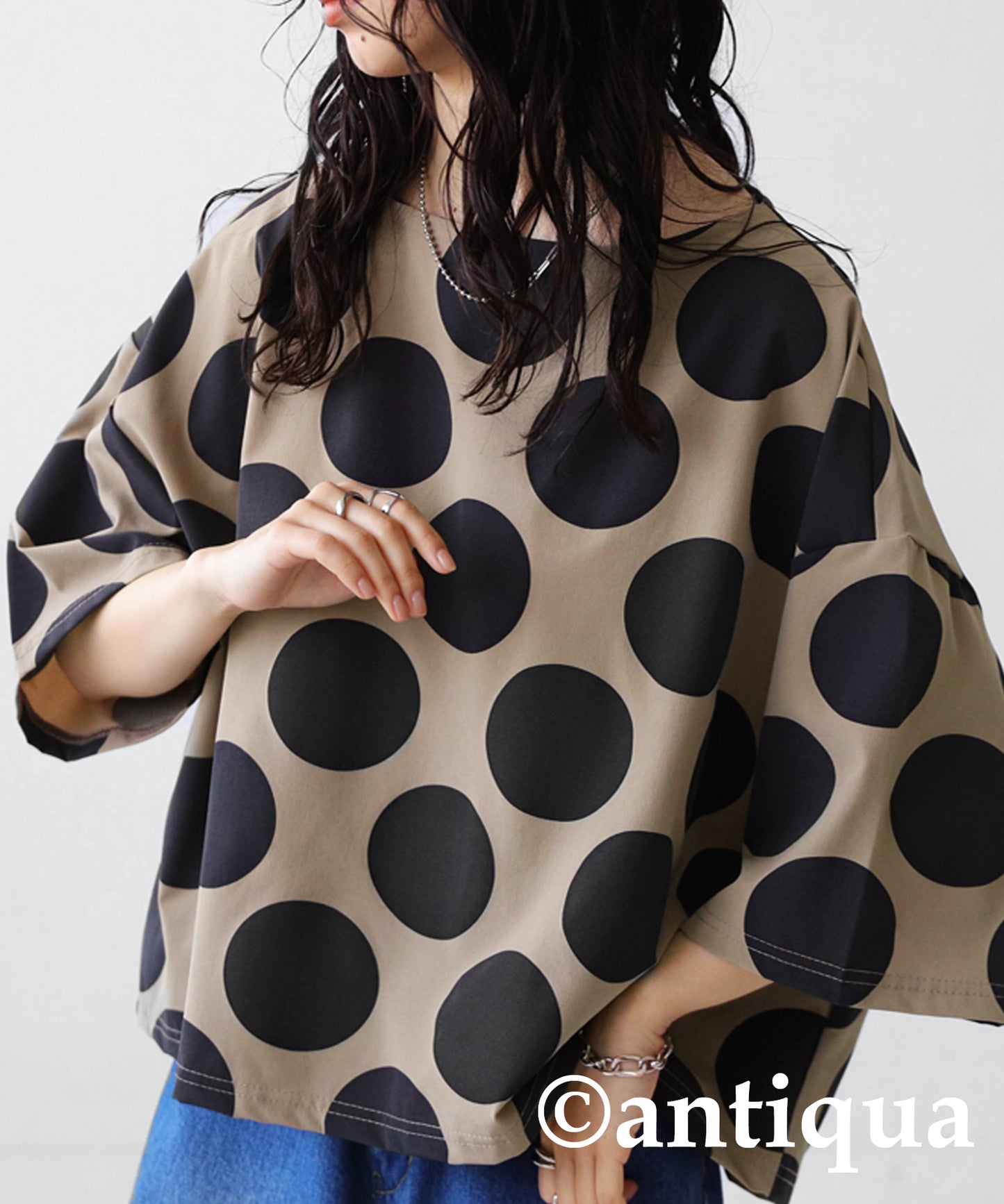 Retro dot pattern tops Ladies