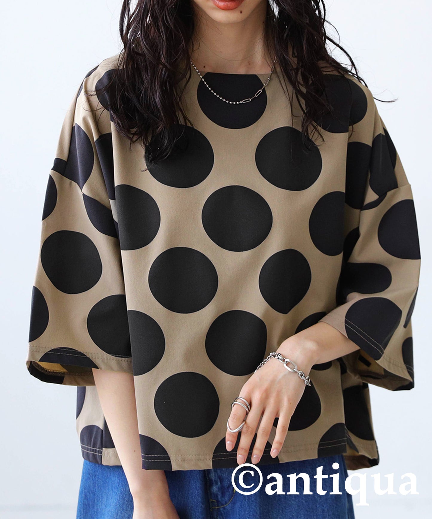 Retro dot pattern tops Ladies