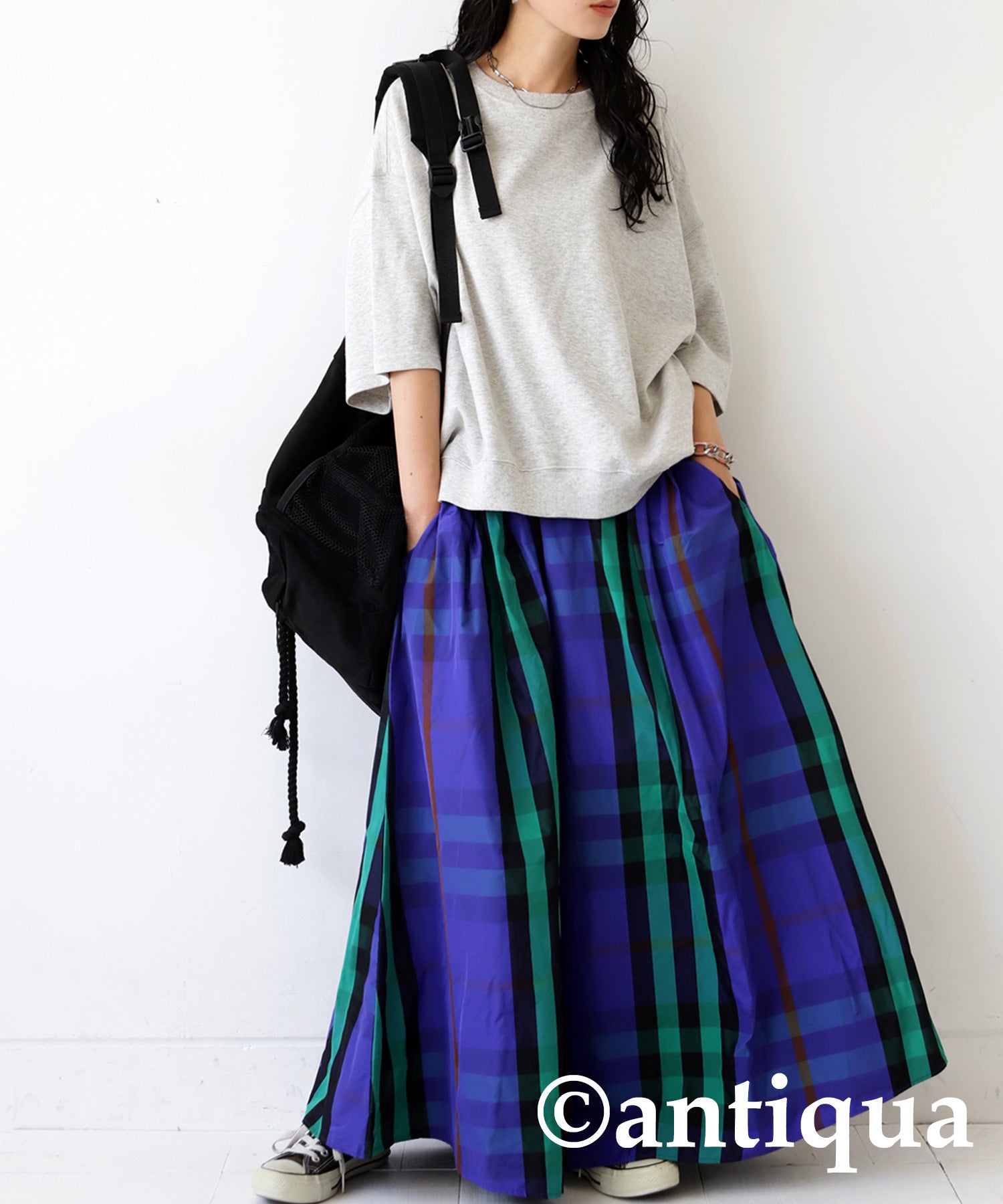 Flare Ladies Long skirt Check