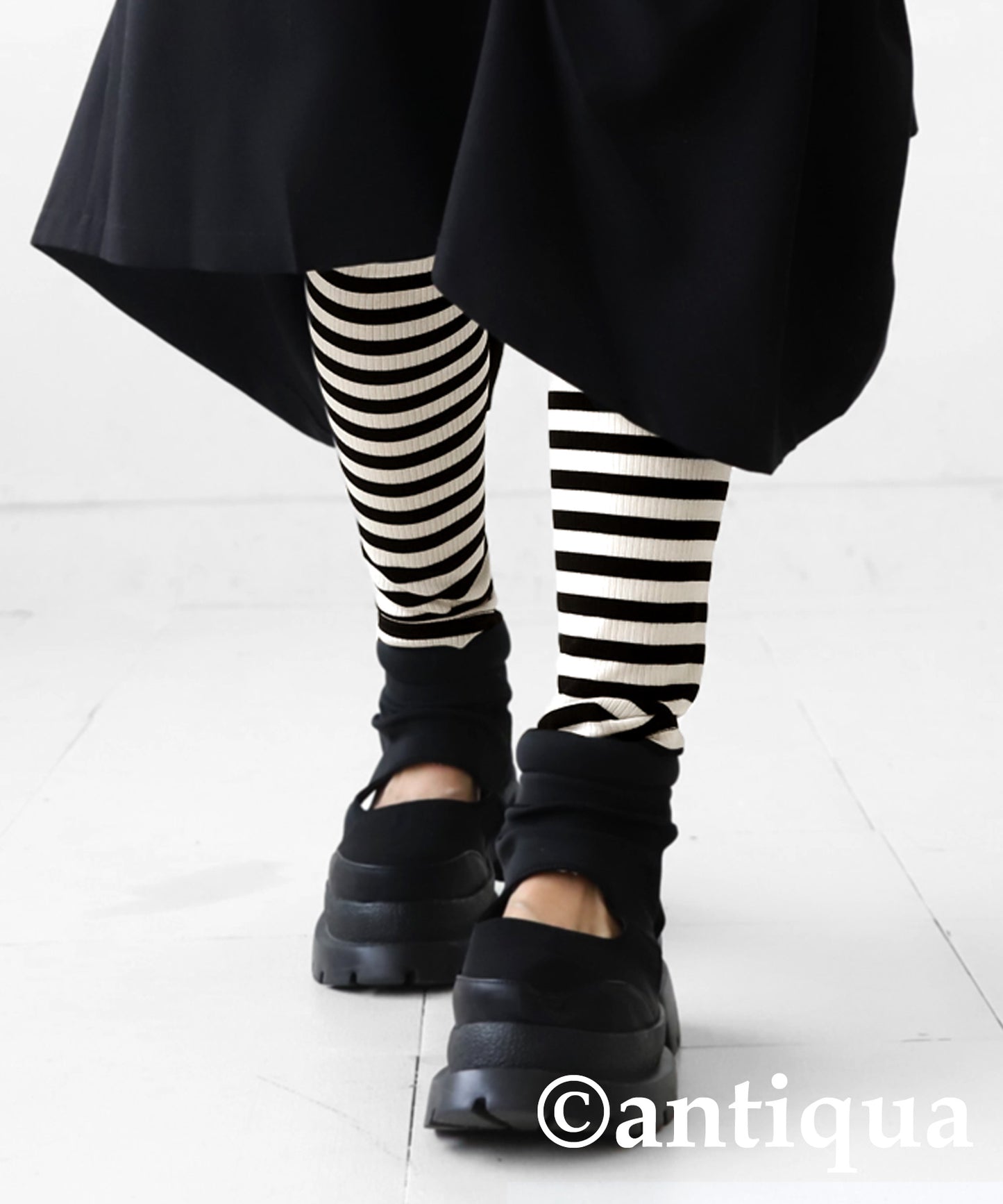 Ladies Full-Length Leggings horizontal stripesThin fabric