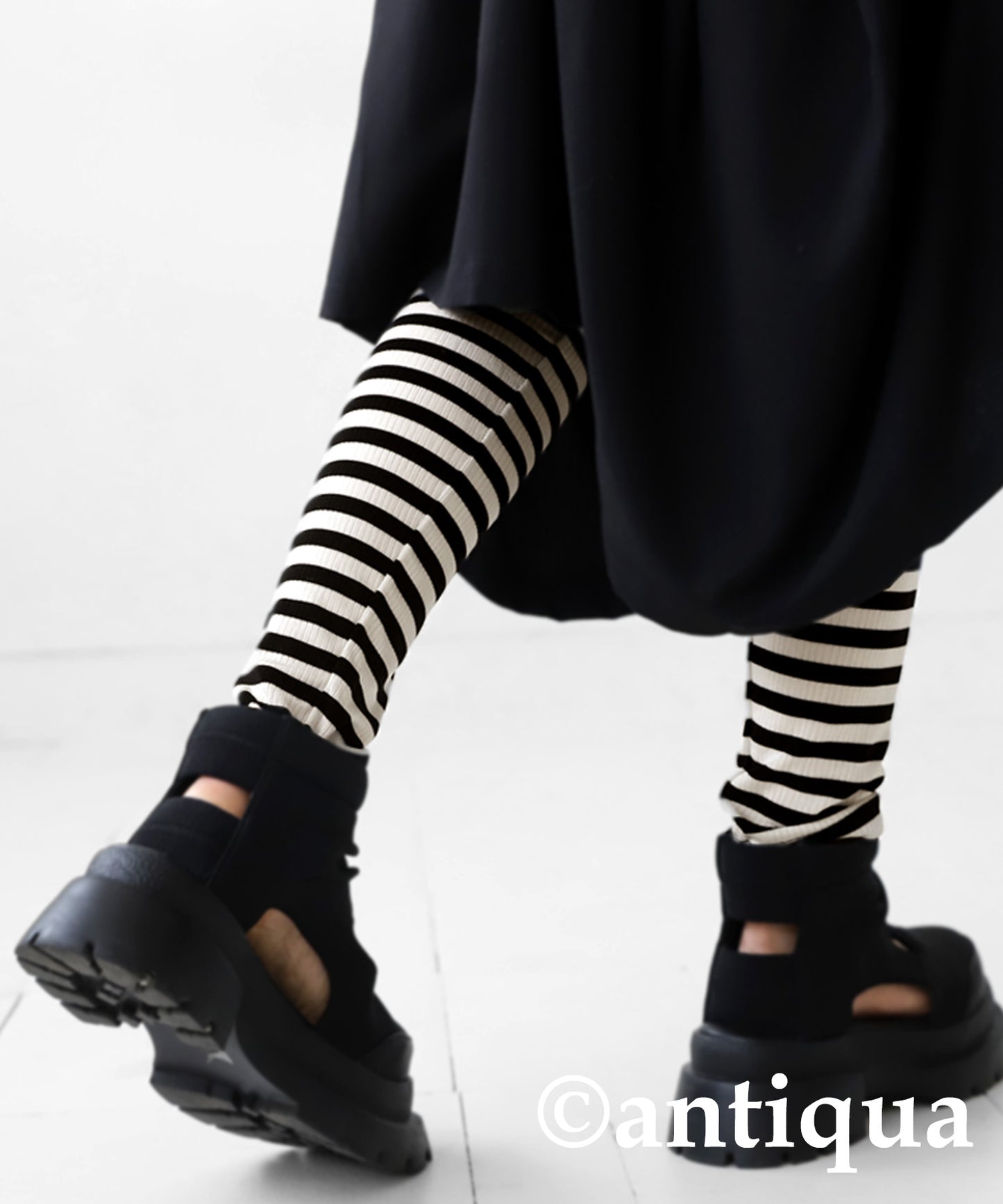 Ladies Full-Length Leggings horizontal stripesThin fabric