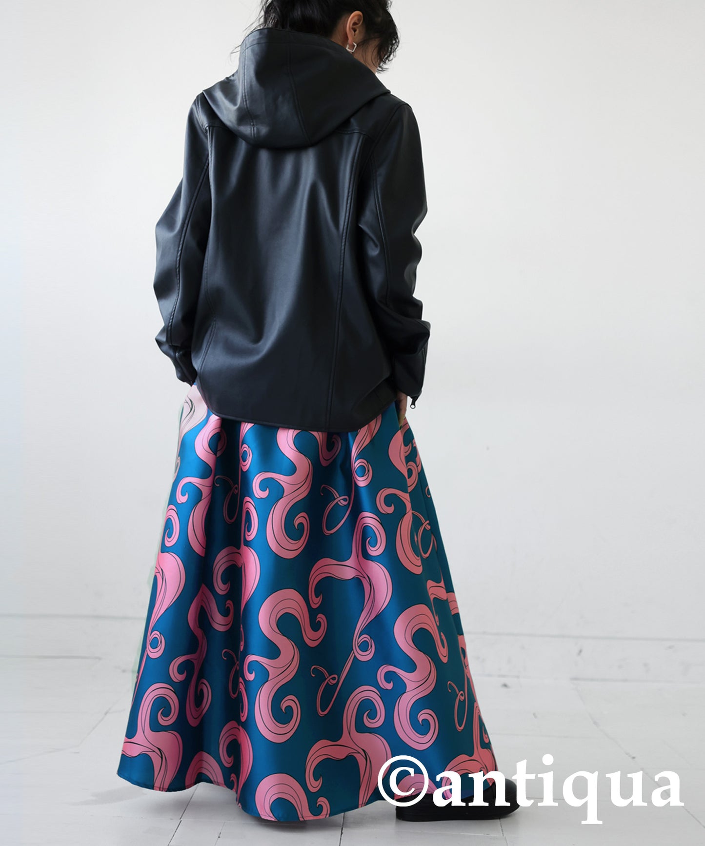 Geometric pattern flare long skirt Ladies