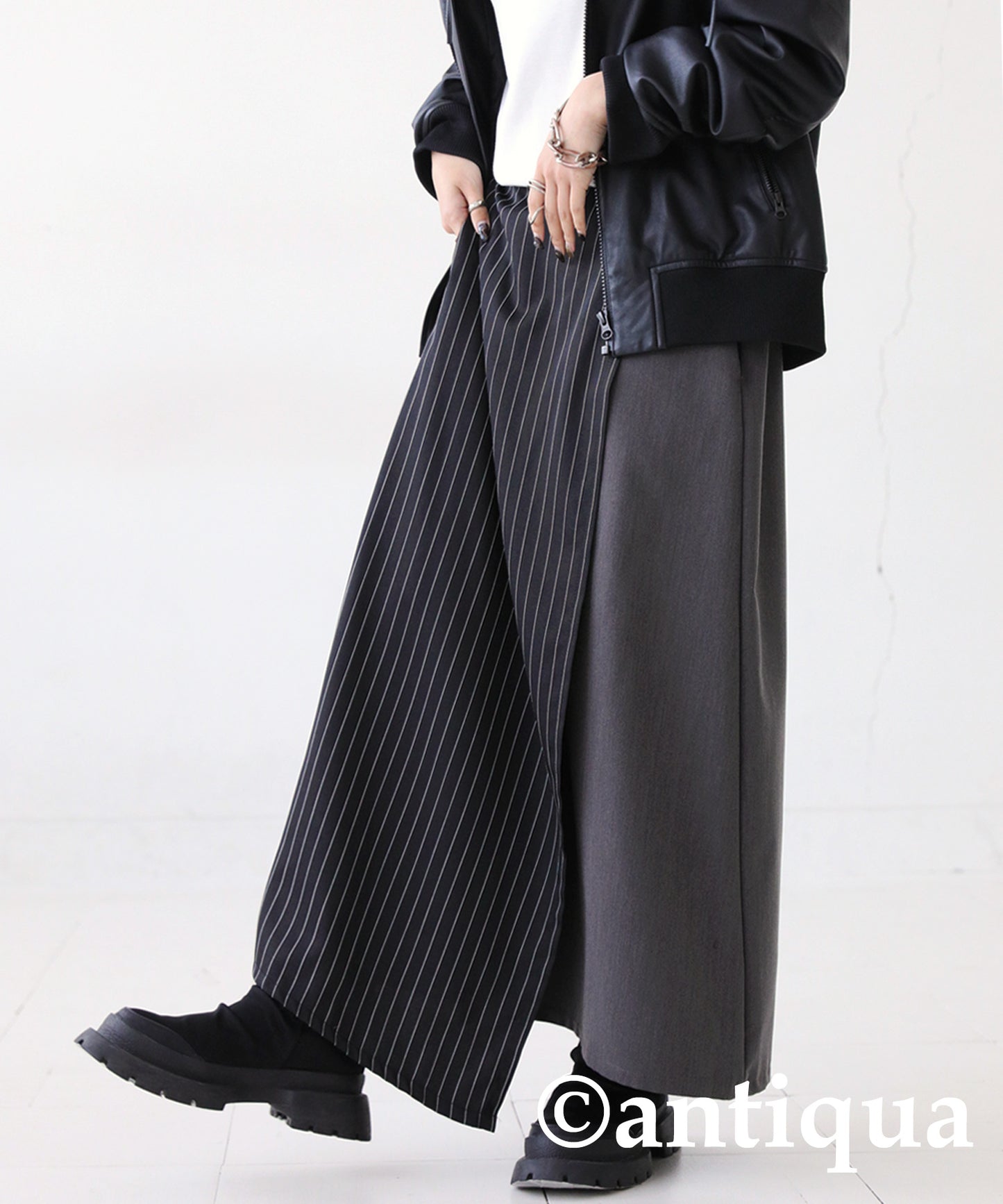 Stripe Pattern Wrap Skirt Ladies