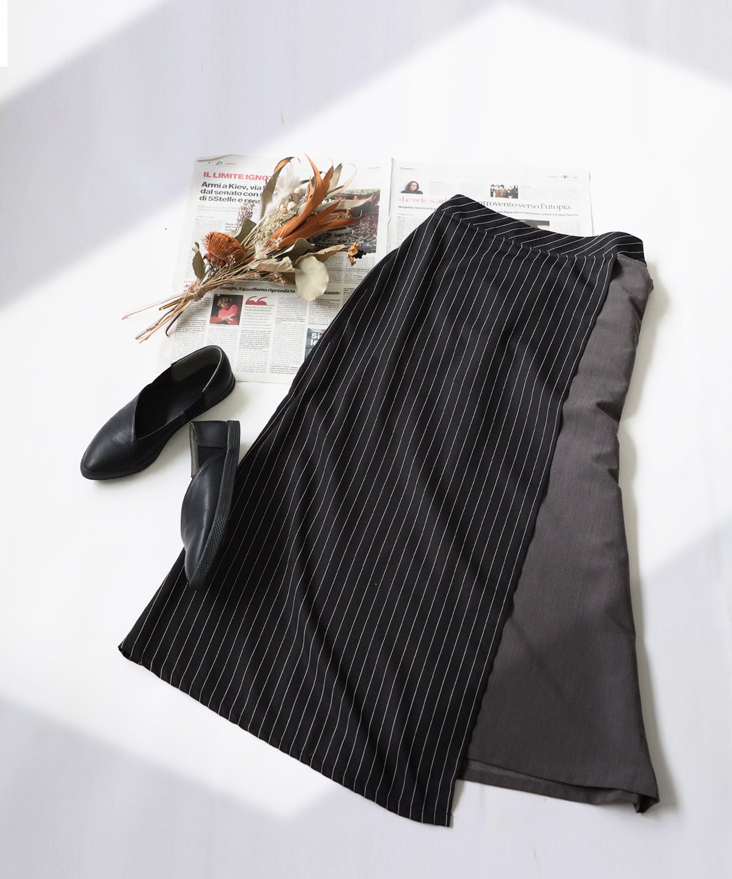 Stripe Pattern Wrap Skirt Ladies