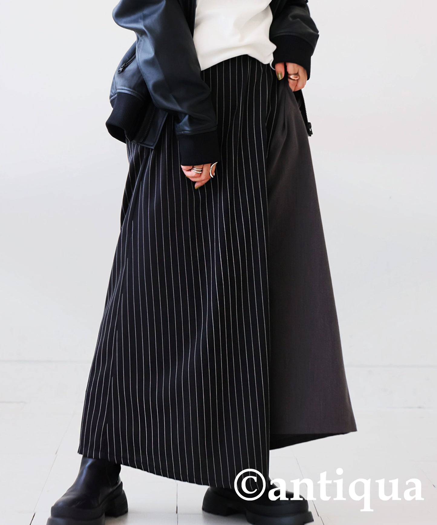 Stripe Pattern Wrap Skirt Ladies