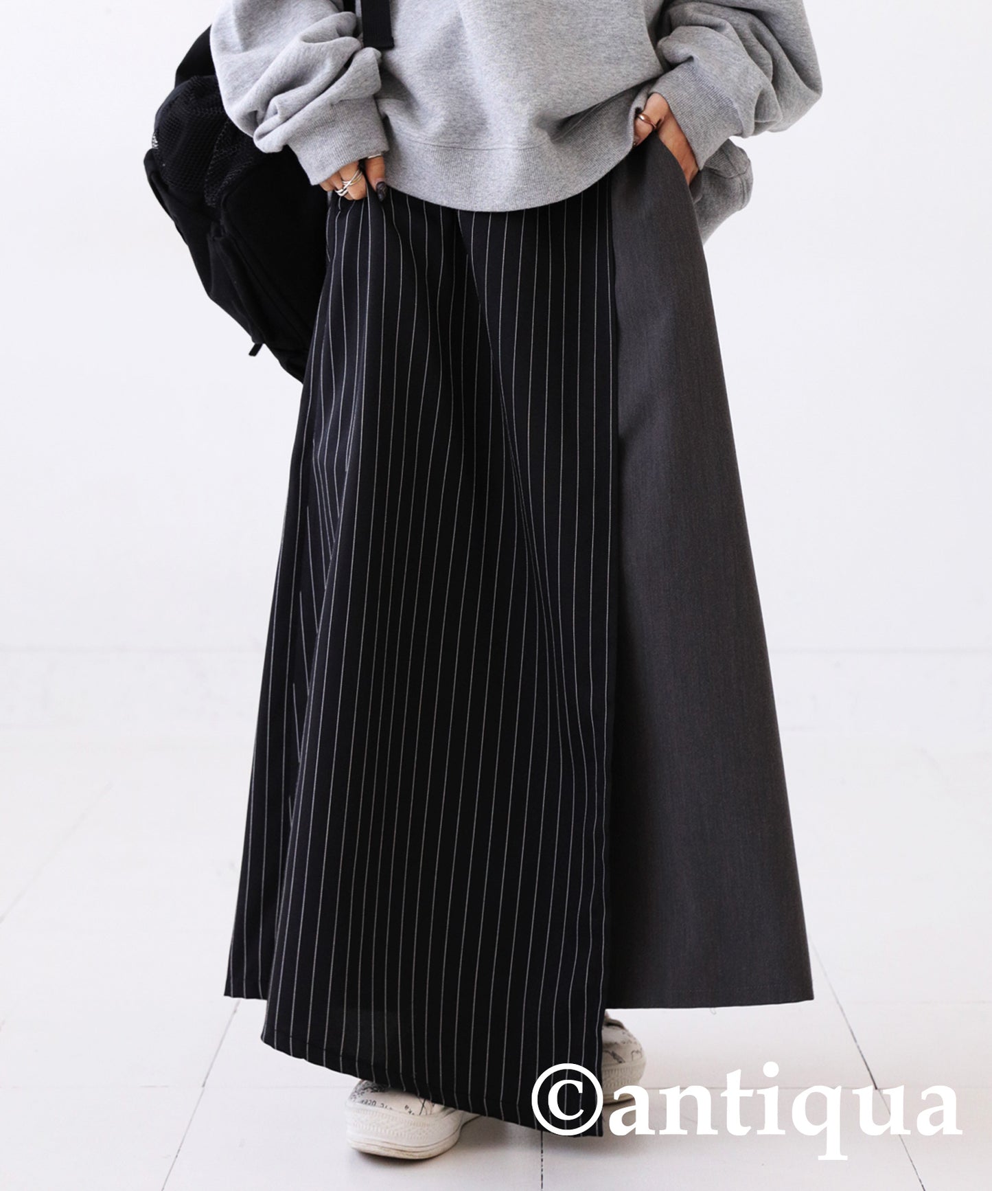 Stripe Pattern Wrap Skirt Ladies