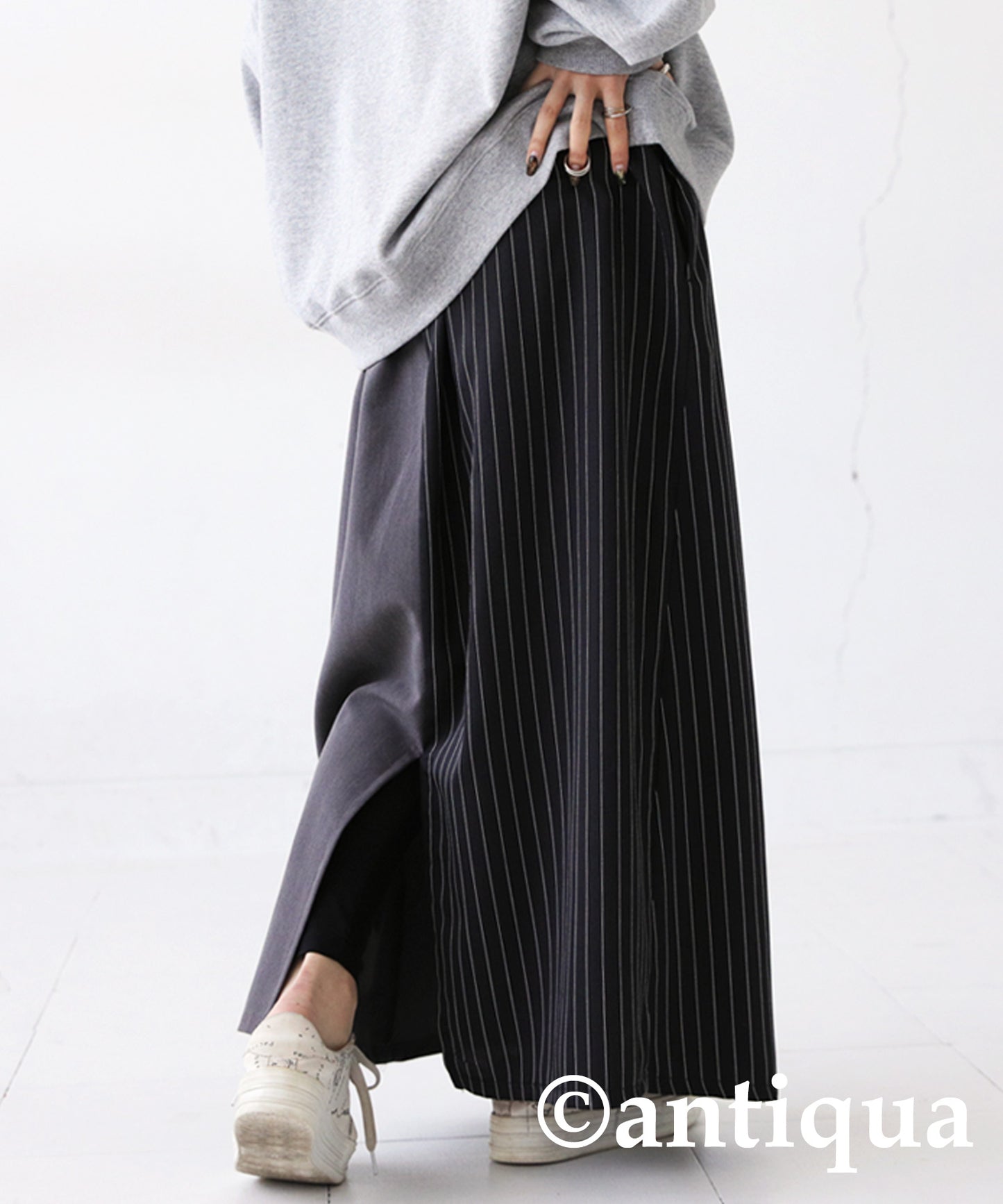 Stripe Pattern Wrap Skirt Ladies