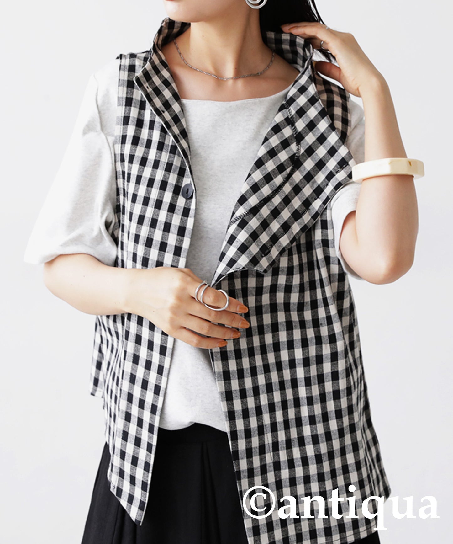 Ladies Gingham checked vest Sleeveless