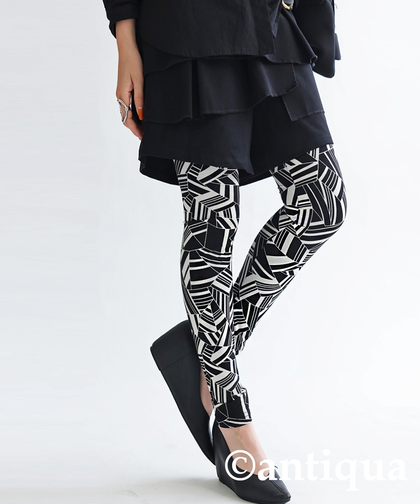 Ladies Full-length Leggings Geometric Pattern Thin fabric