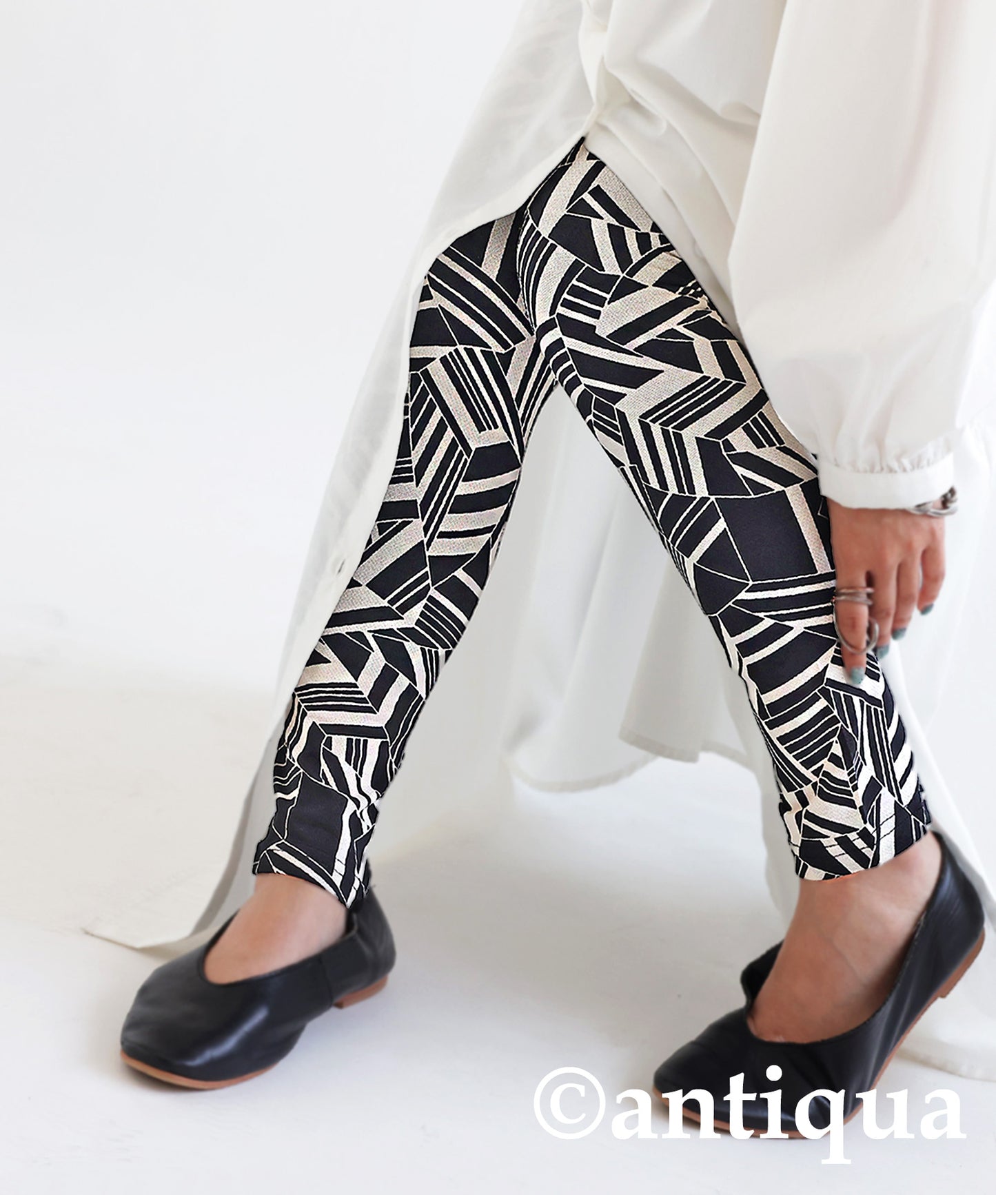 Ladies Full-length Leggings Geometric Pattern Thin fabric