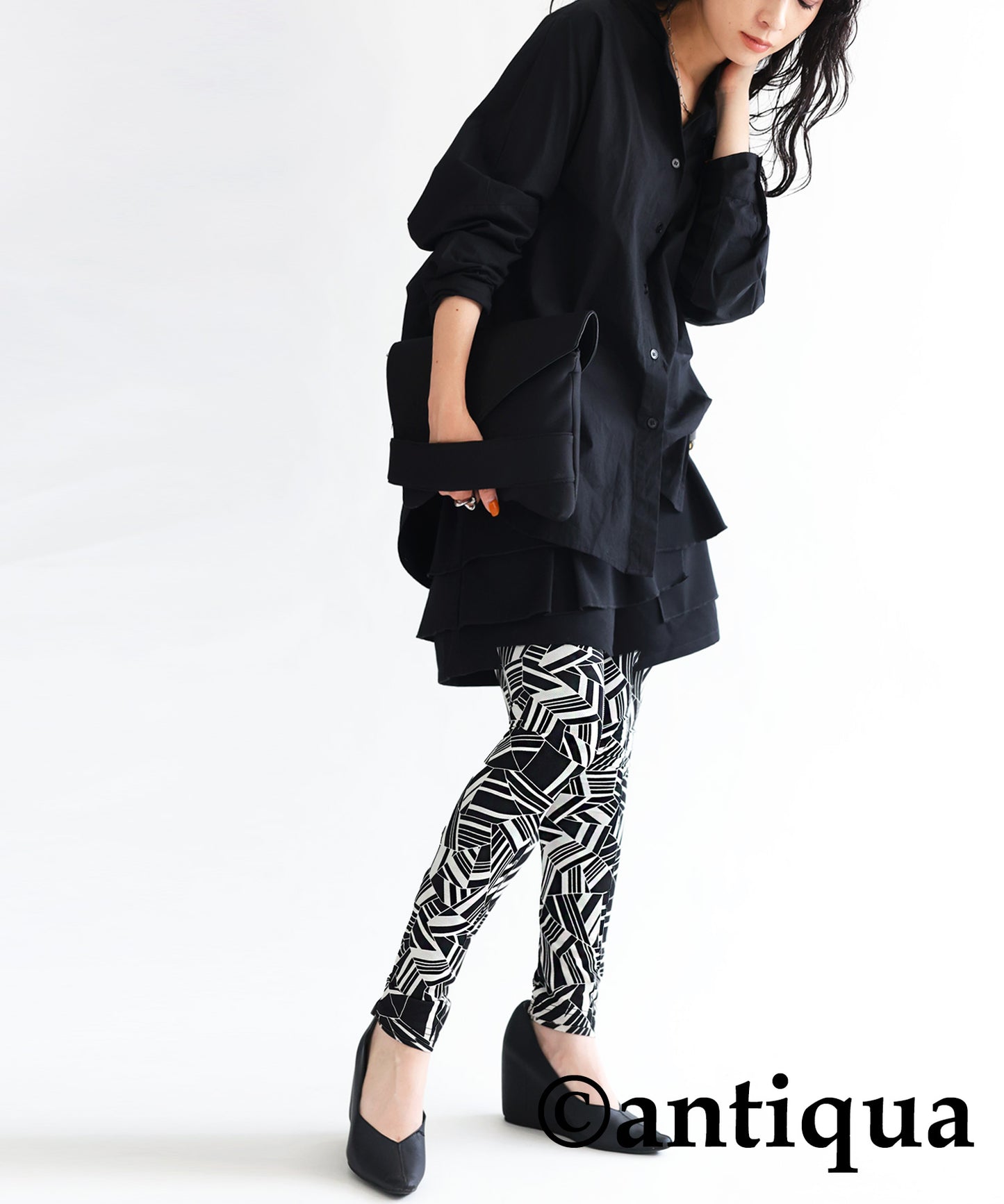 Ladies Full-length Leggings Geometric Pattern Thin fabric