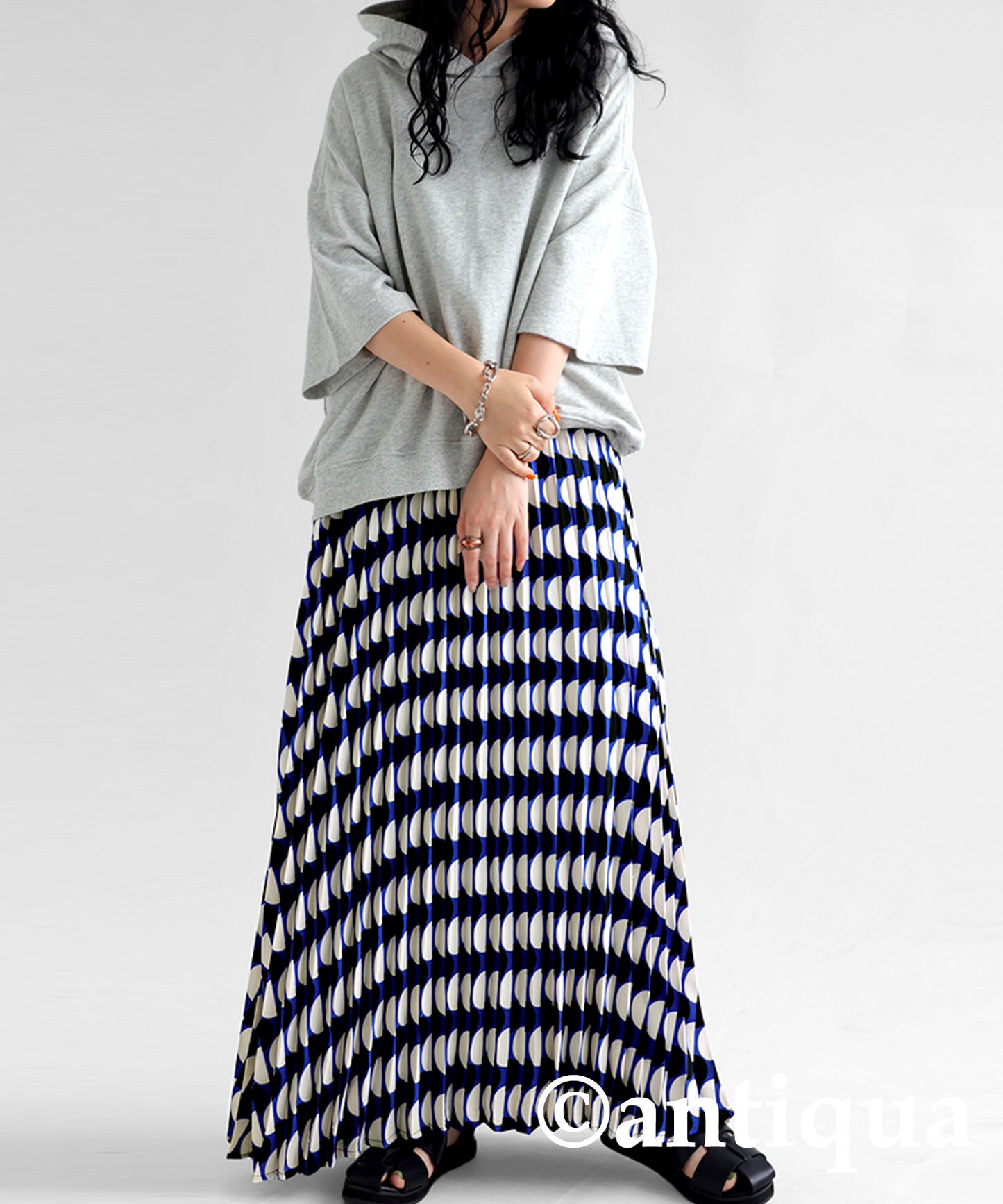 Geometric pattern pleated skirt Ladies