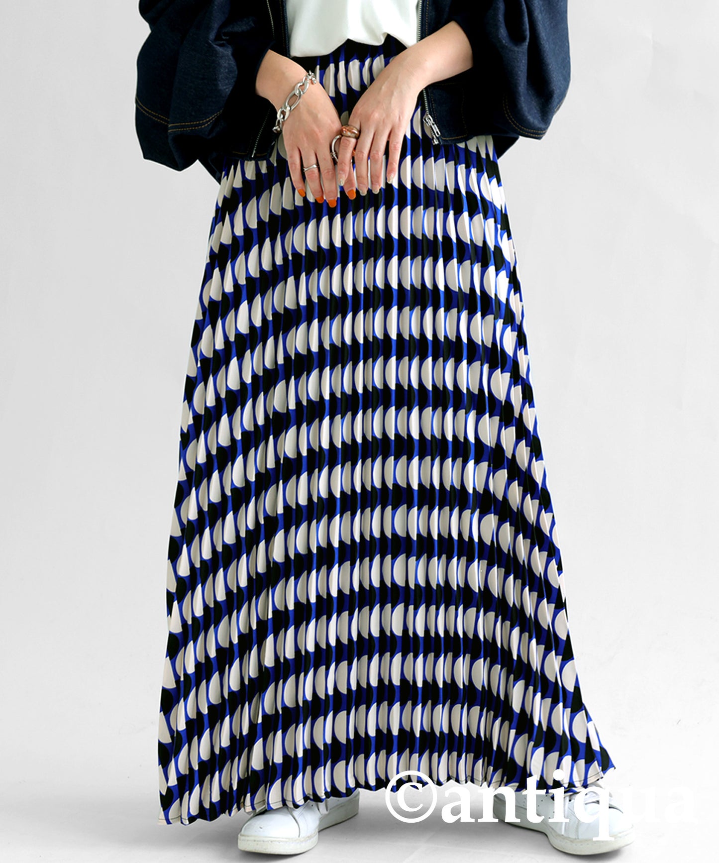 Geometric pattern pleated skirt Ladies