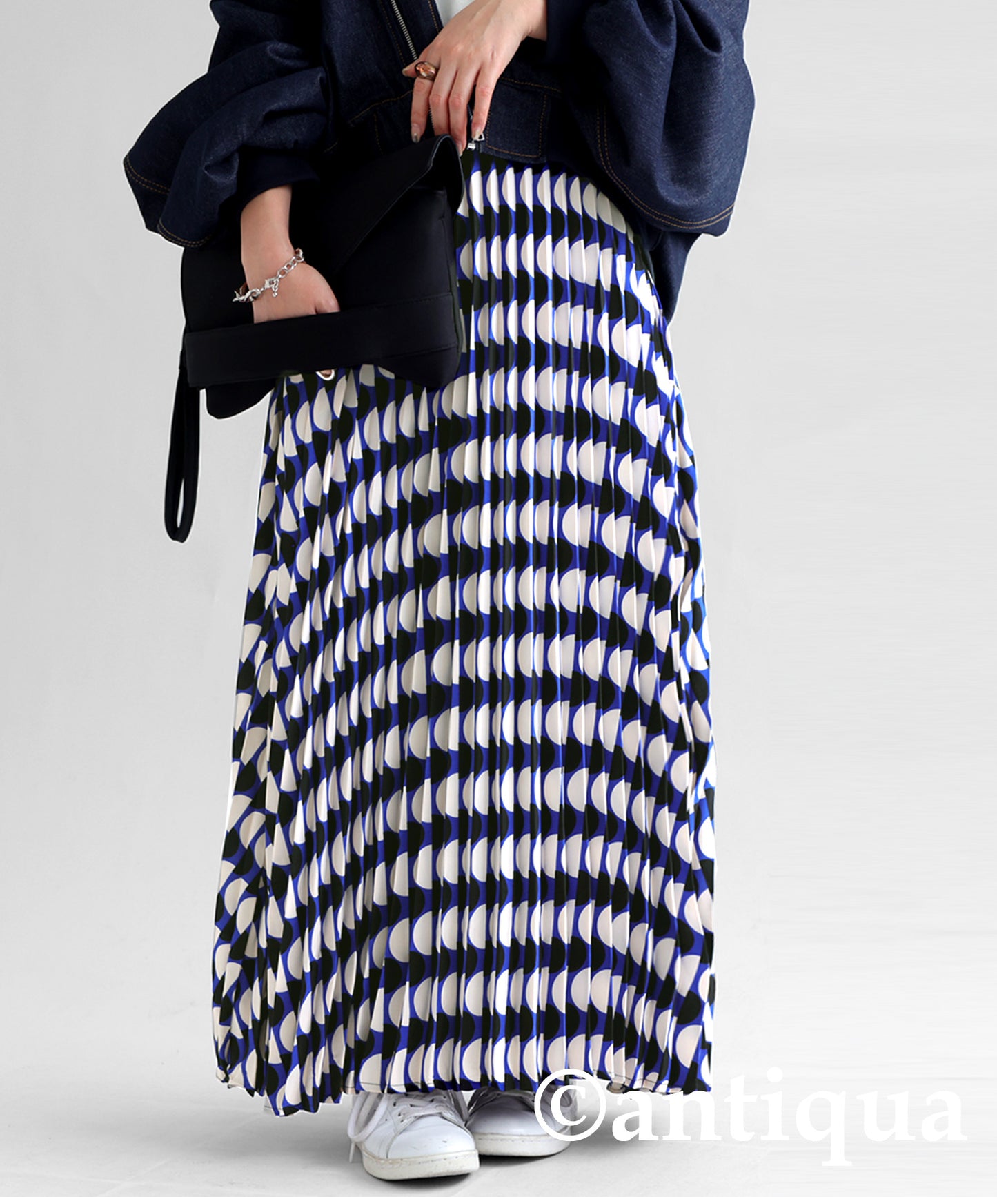 Geometric pattern pleated skirt Ladies