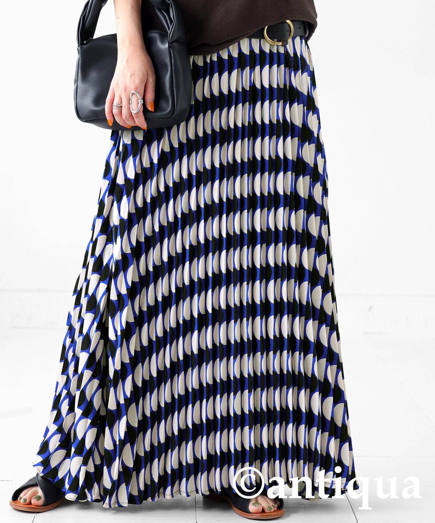 Geometric pattern pleated skirt Ladies