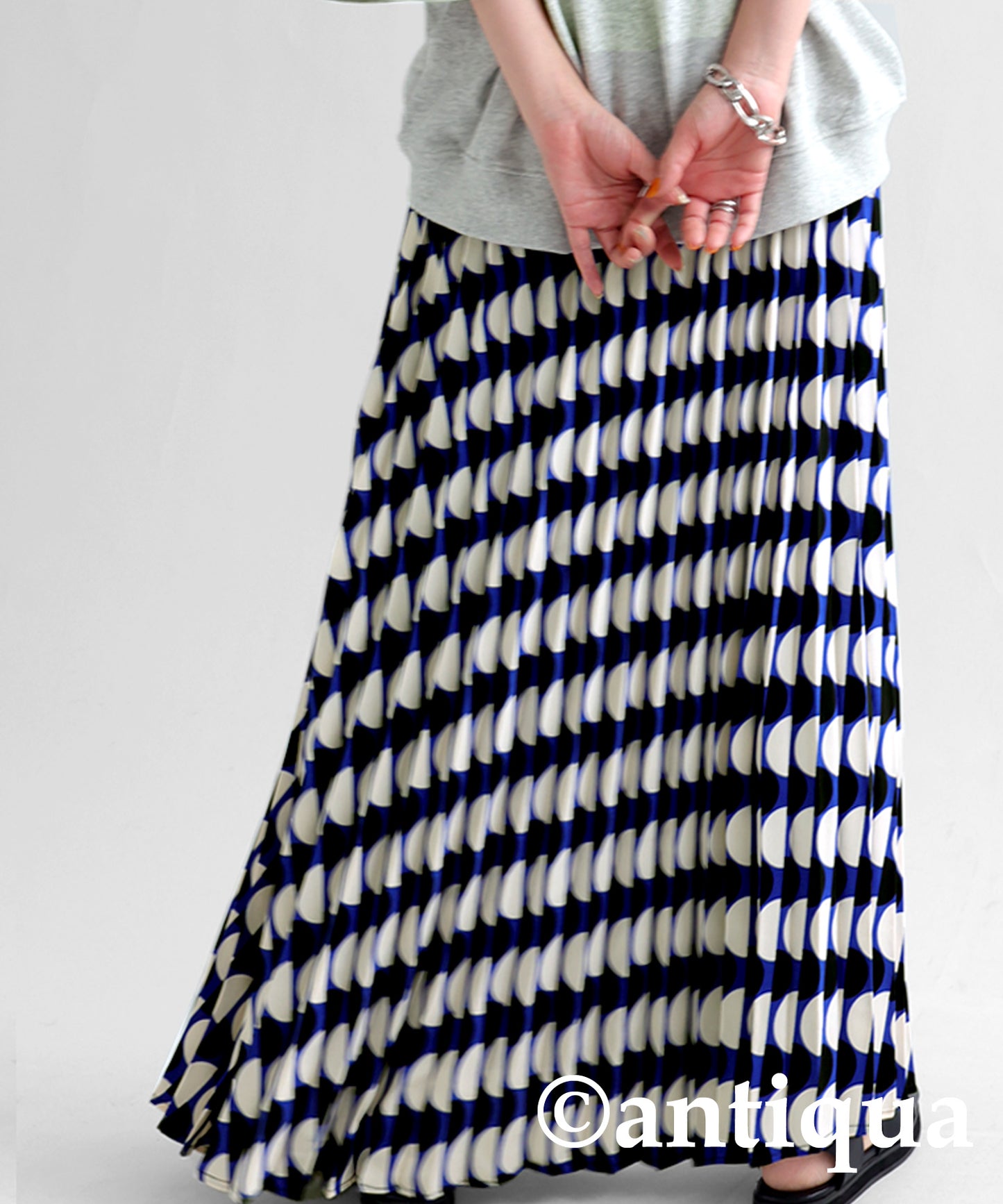 Geometric pattern pleated skirt Ladies