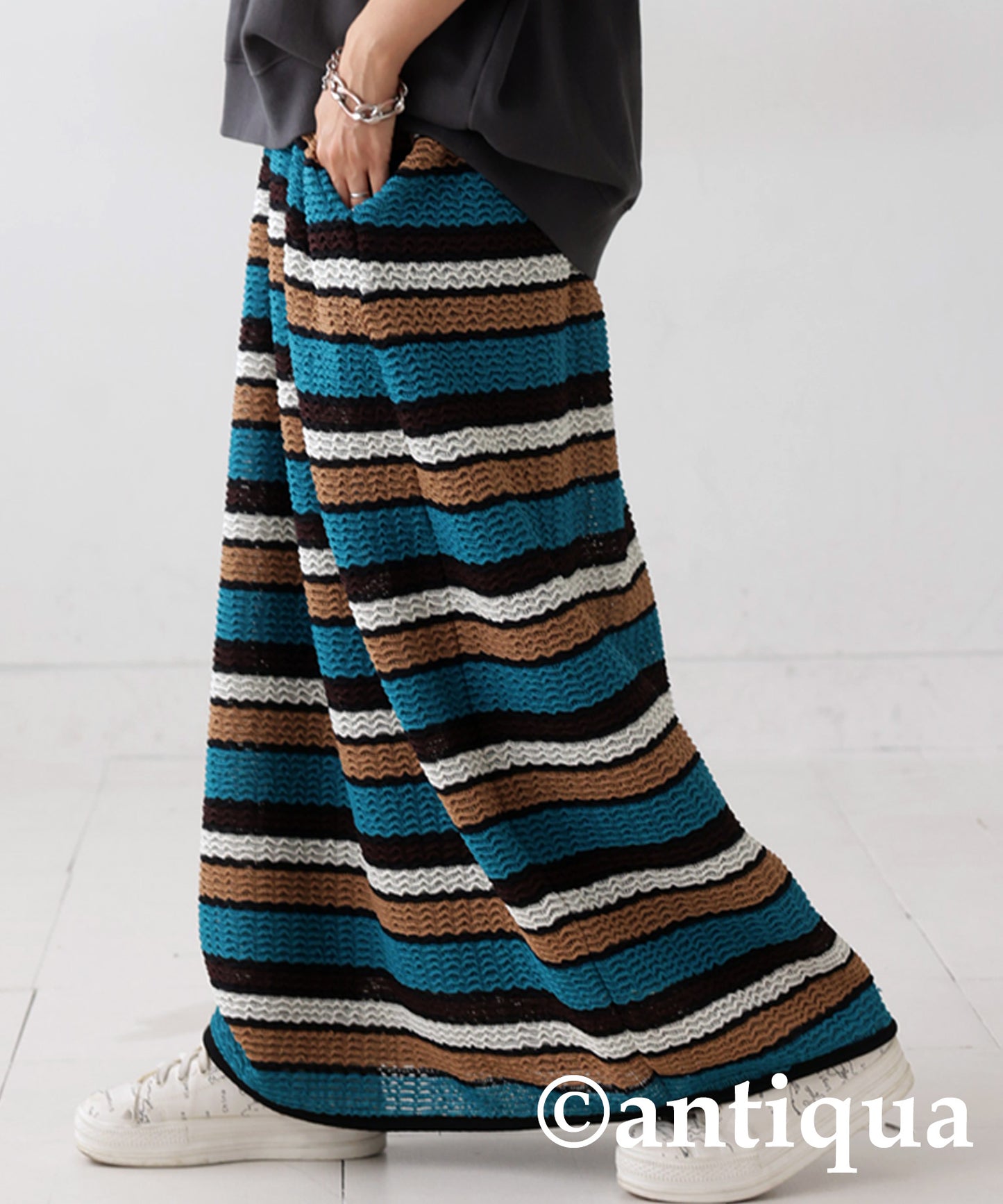 Colorful border knit skirt Ladies