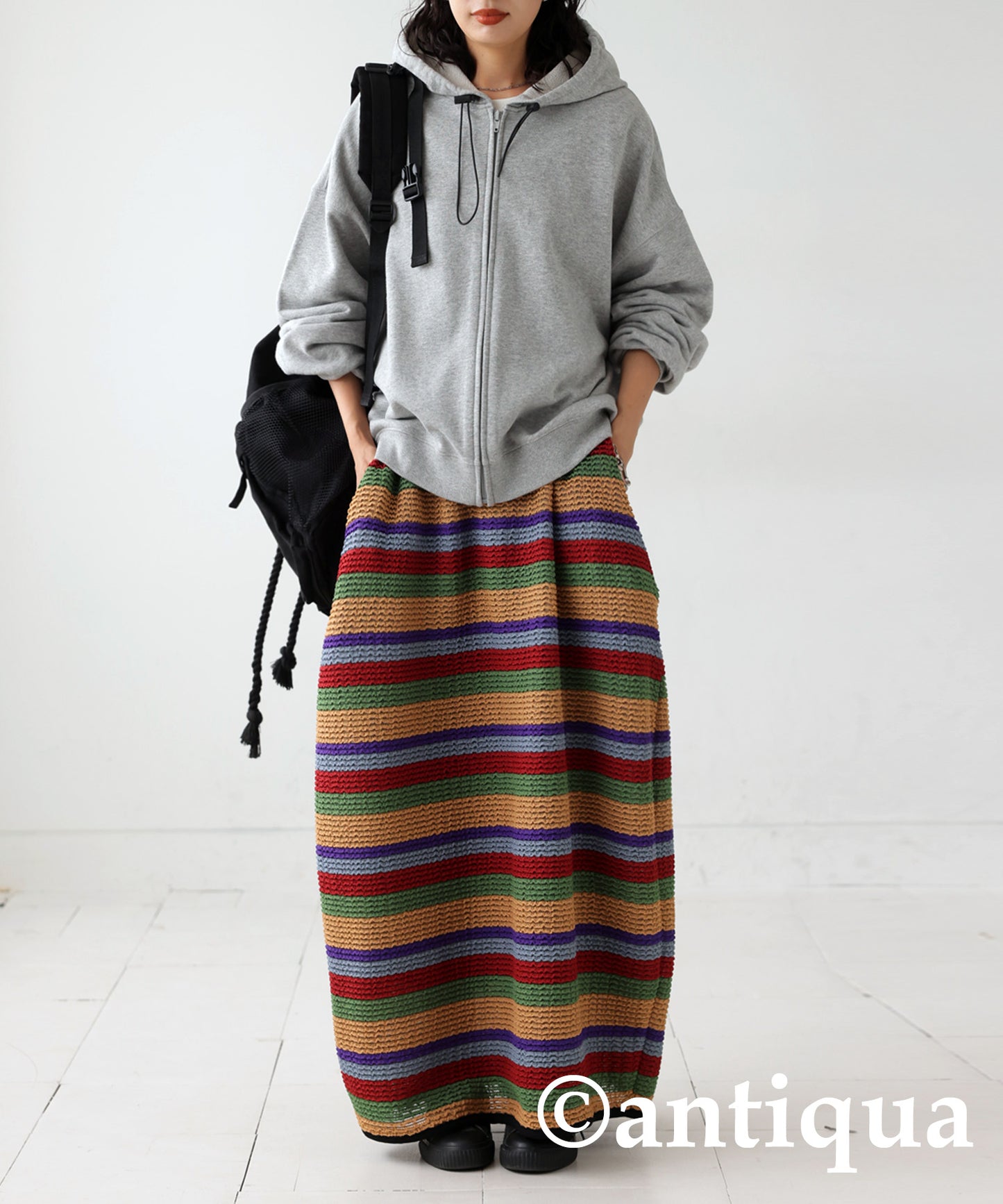 Colorful border knit skirt Ladies